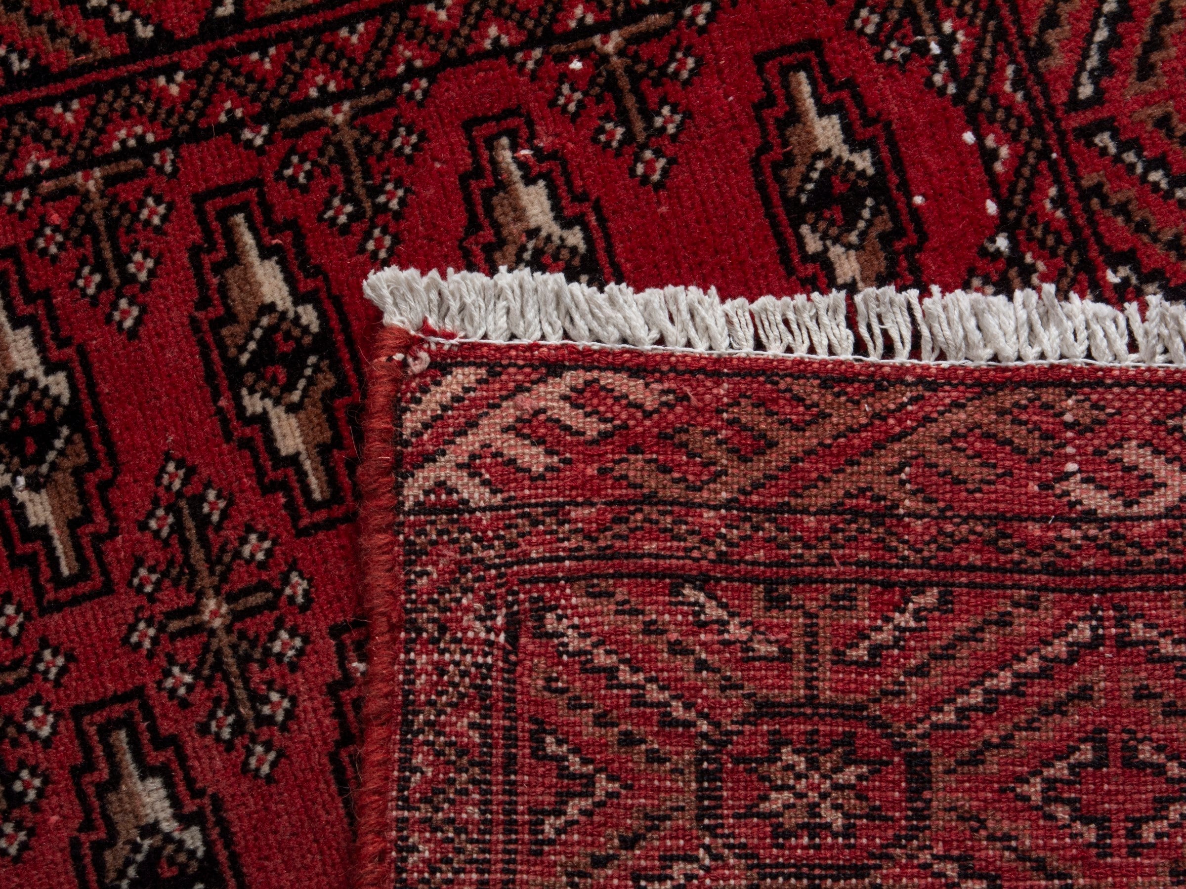 Persian Torkaman runner rug in burgundy and dark brown, view 19 of 19