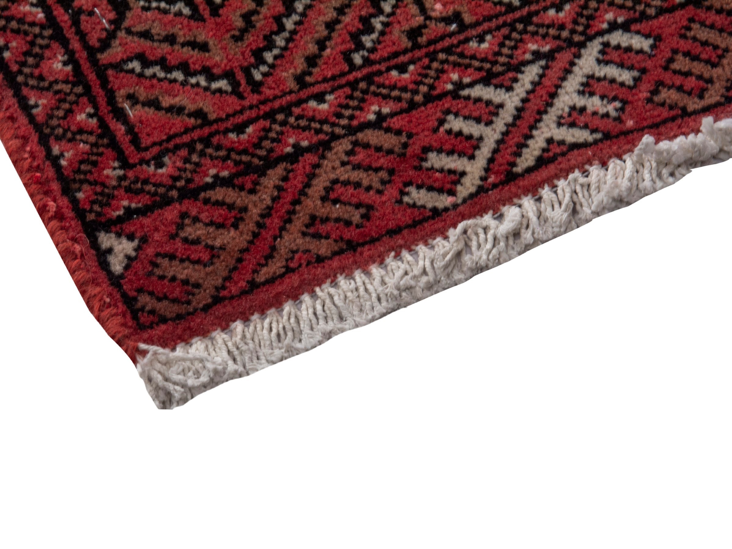 Persian Torkaman runner rug in burgundy and dark brown, view 6 of 19