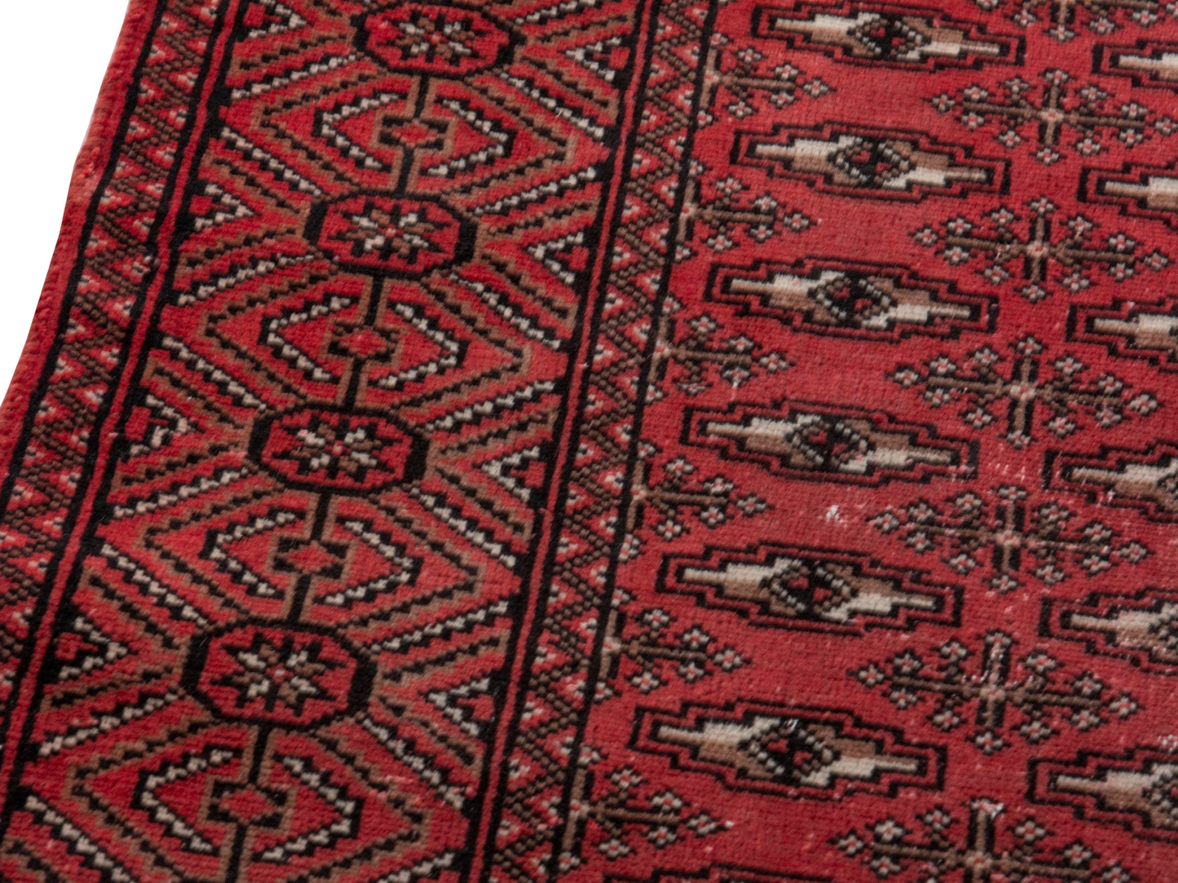 Persian Torkaman runner rug in burgundy and dark brown, view 7 of 19