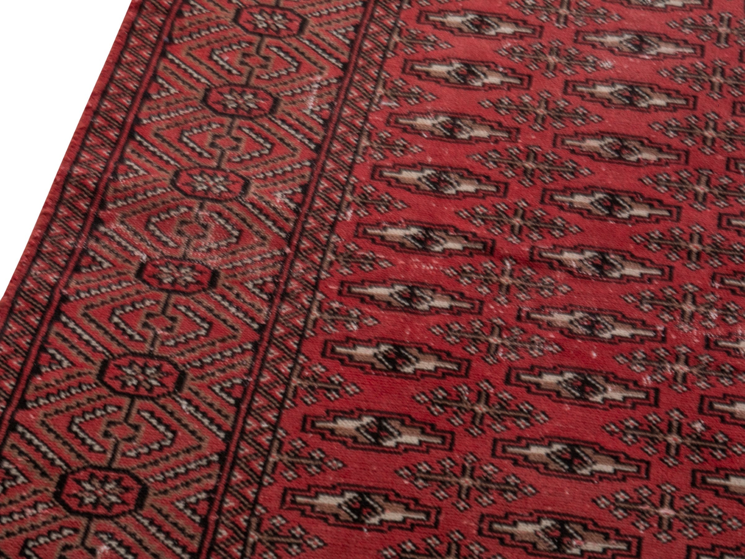Persian Torkaman runner rug in burgundy and dark brown, view 9 of 19