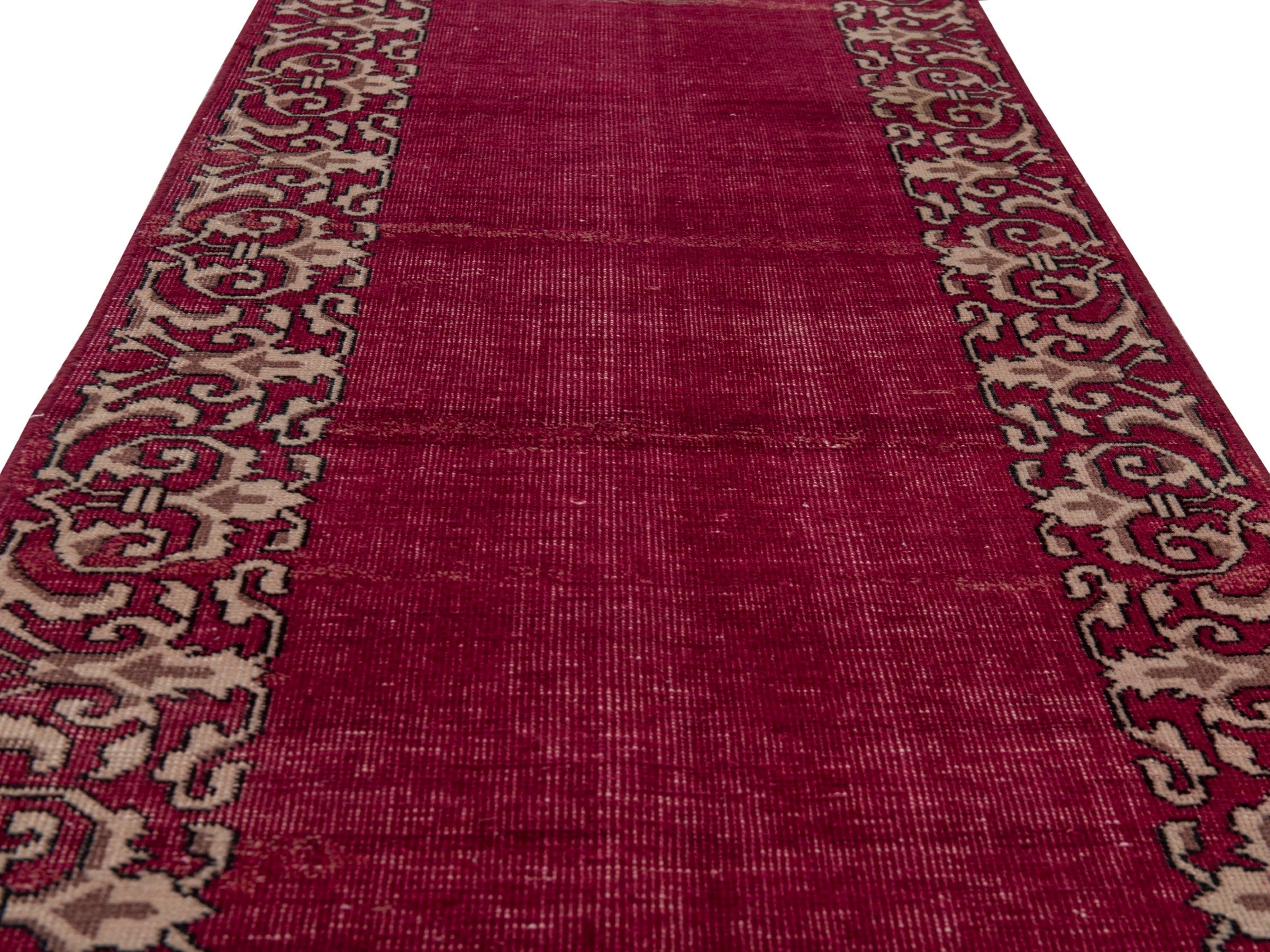Persian Tabriz runner rug in burgundy and cream, view 9 of 17