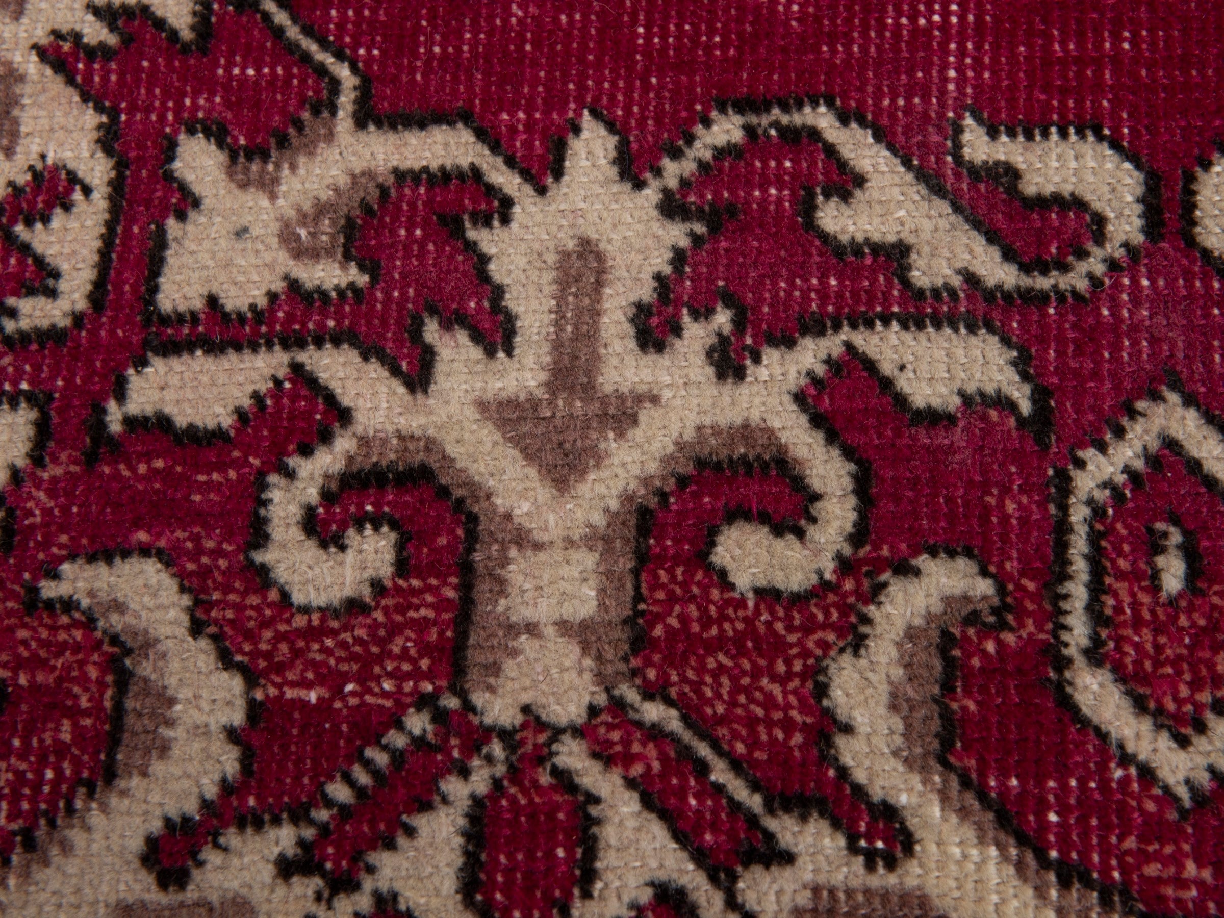 Persian Tabriz runner rug in burgundy and cream, view 11 of 17