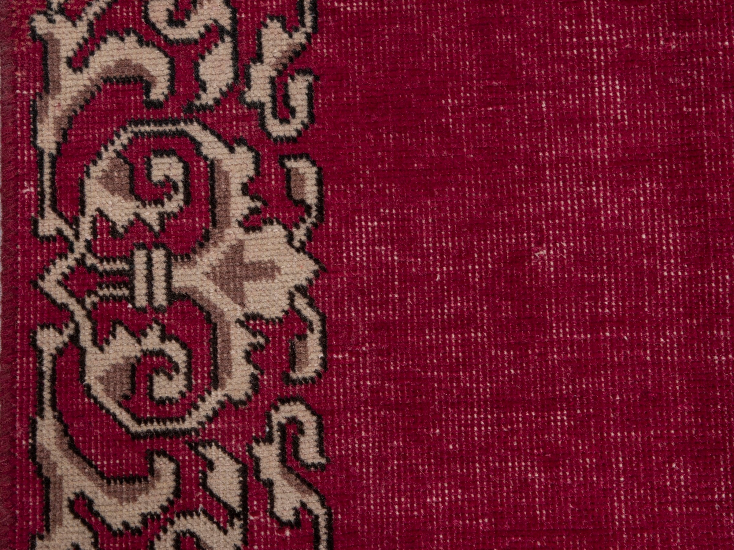 Persian Tabriz runner rug in burgundy and cream, view 12 of 17