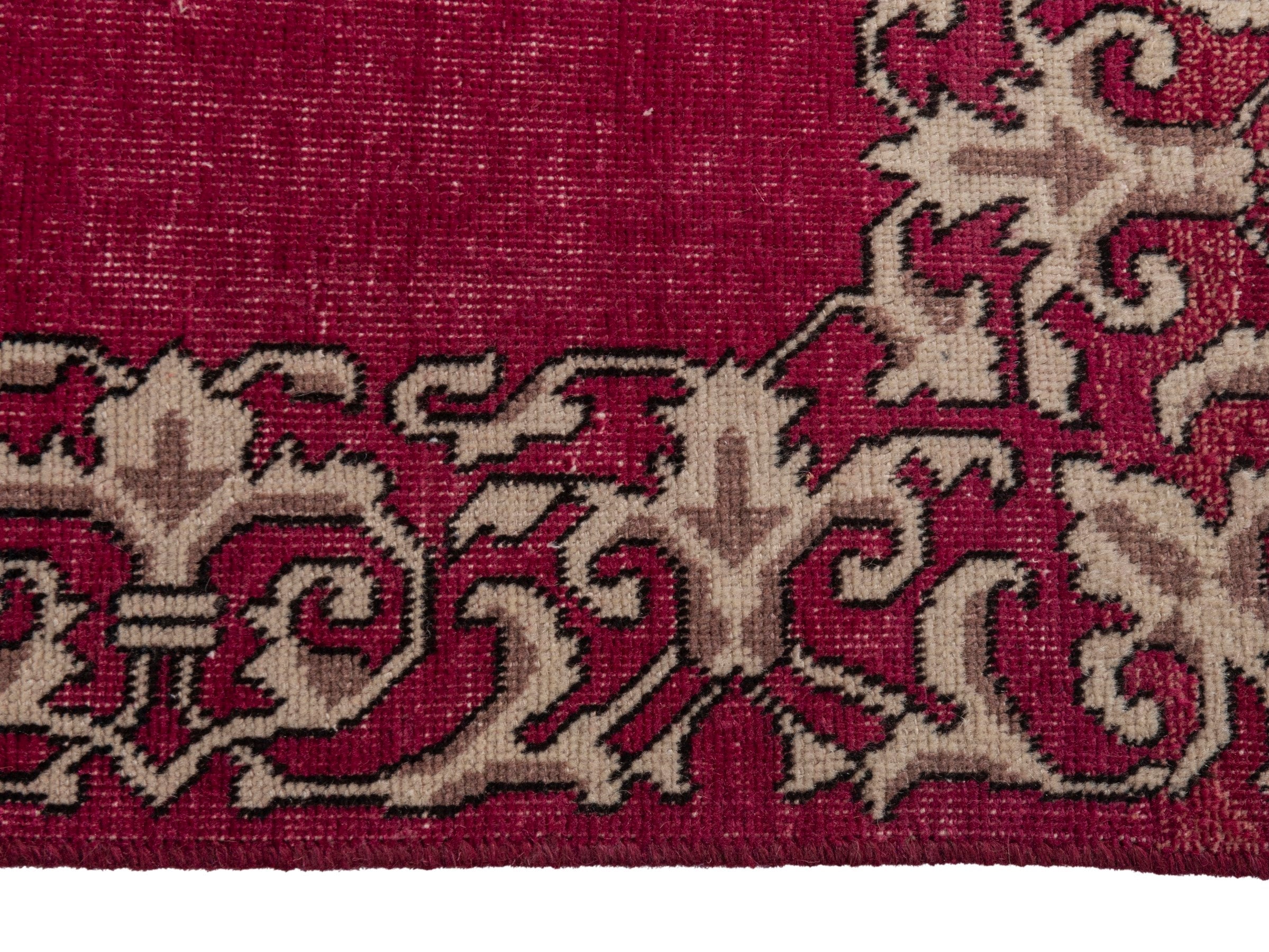 Persian Tabriz runner rug in burgundy and cream, view 5 of 17