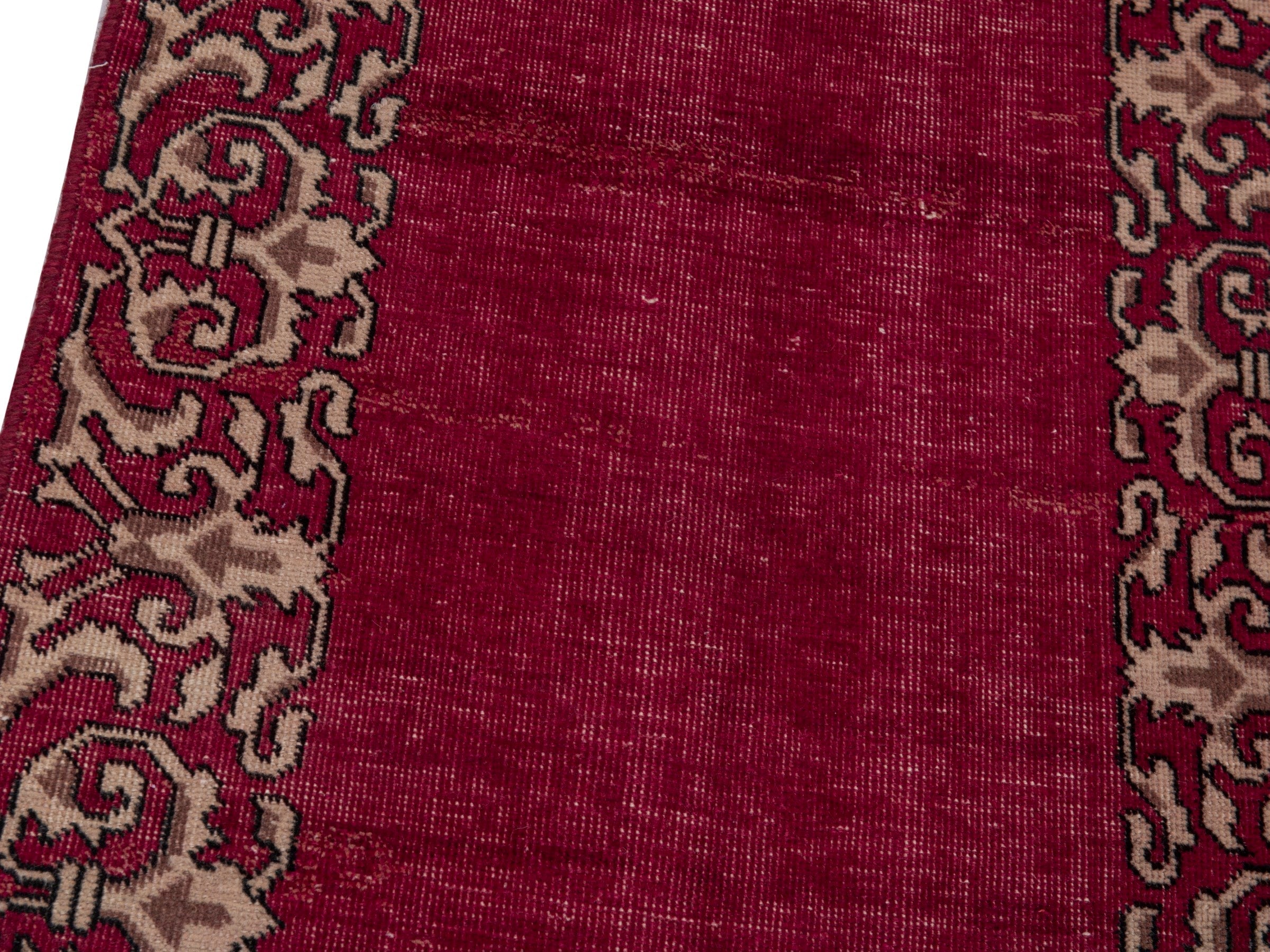 Persian Tabriz runner rug in burgundy and cream, view 7 of 17