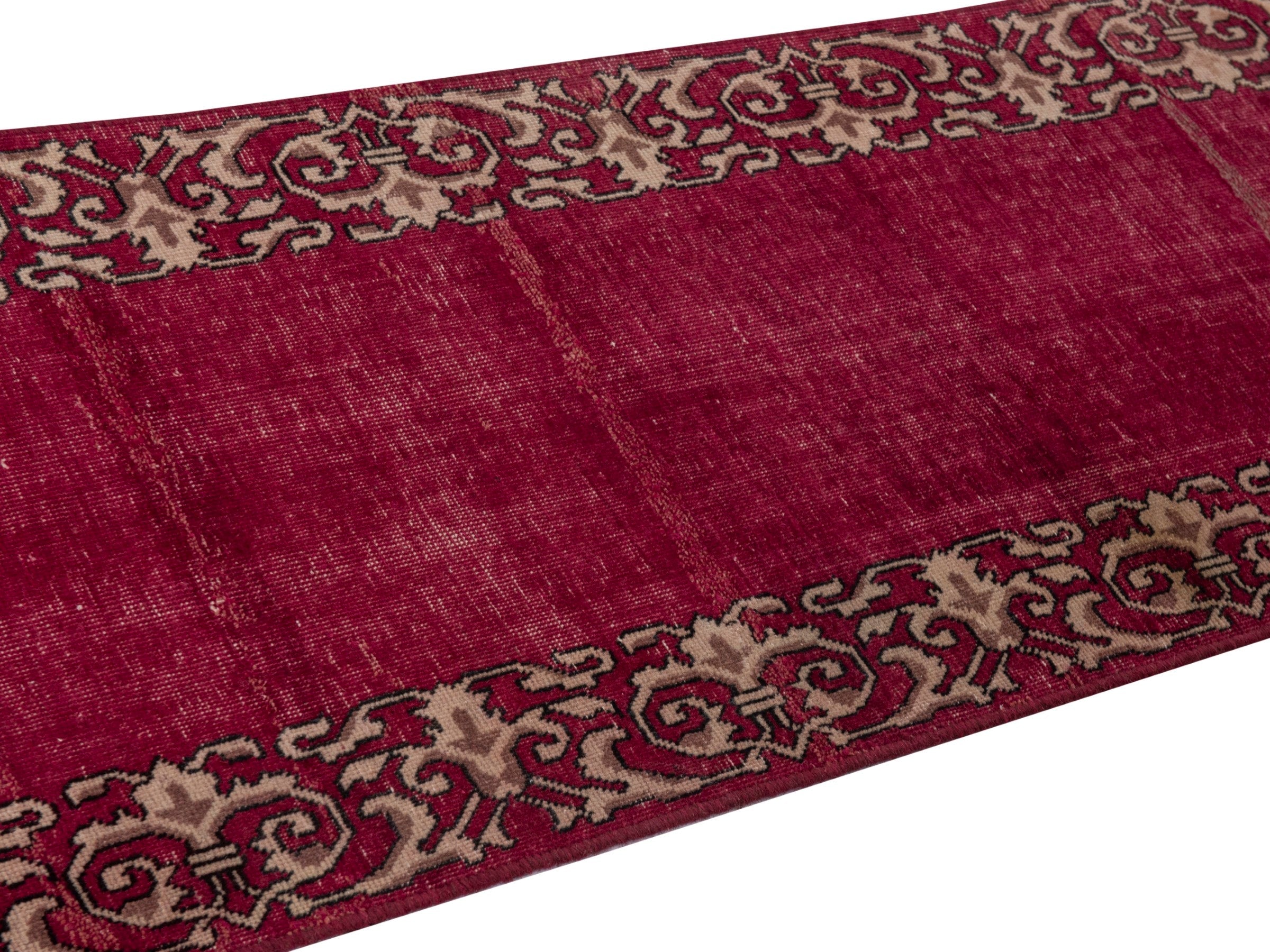 Persian Tabriz runner rug in burgundy and cream, view 8 of 17