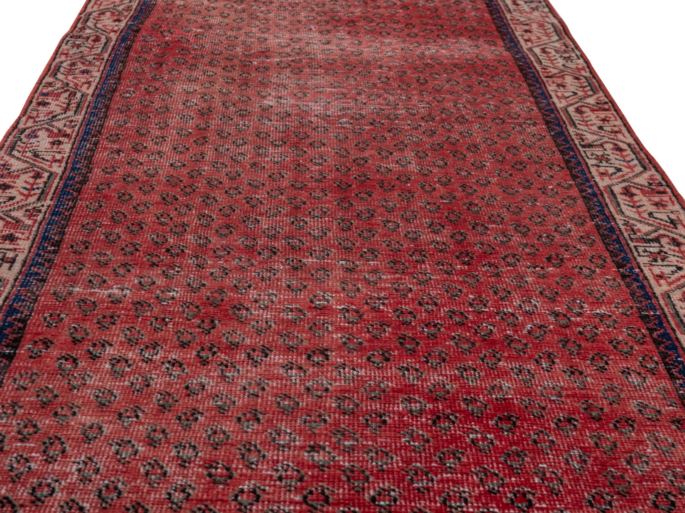 Persian Arak runner rug in faded red and greige, view 10 of 18