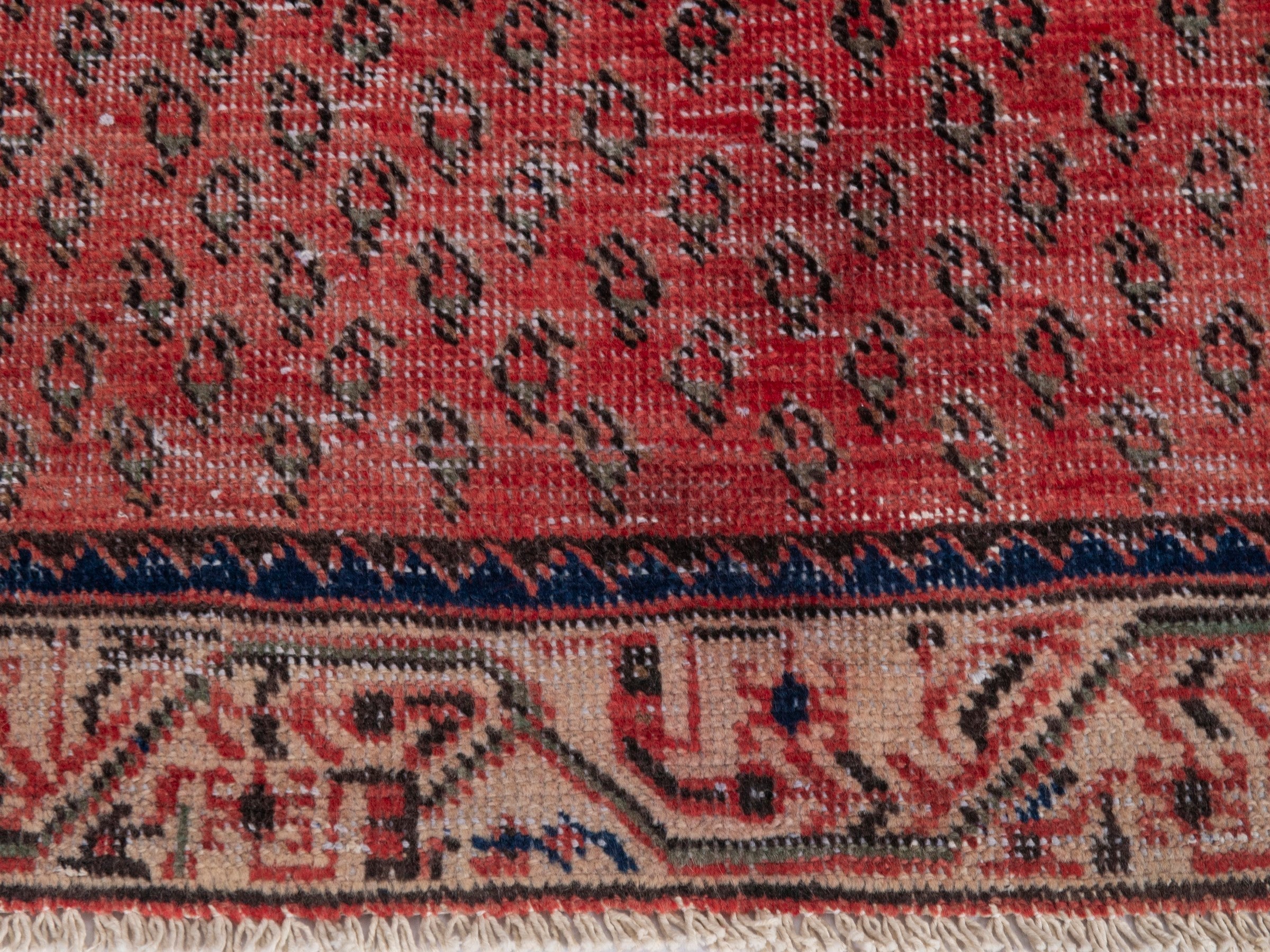 Persian Arak runner rug in faded red and greige, view 11 of 18