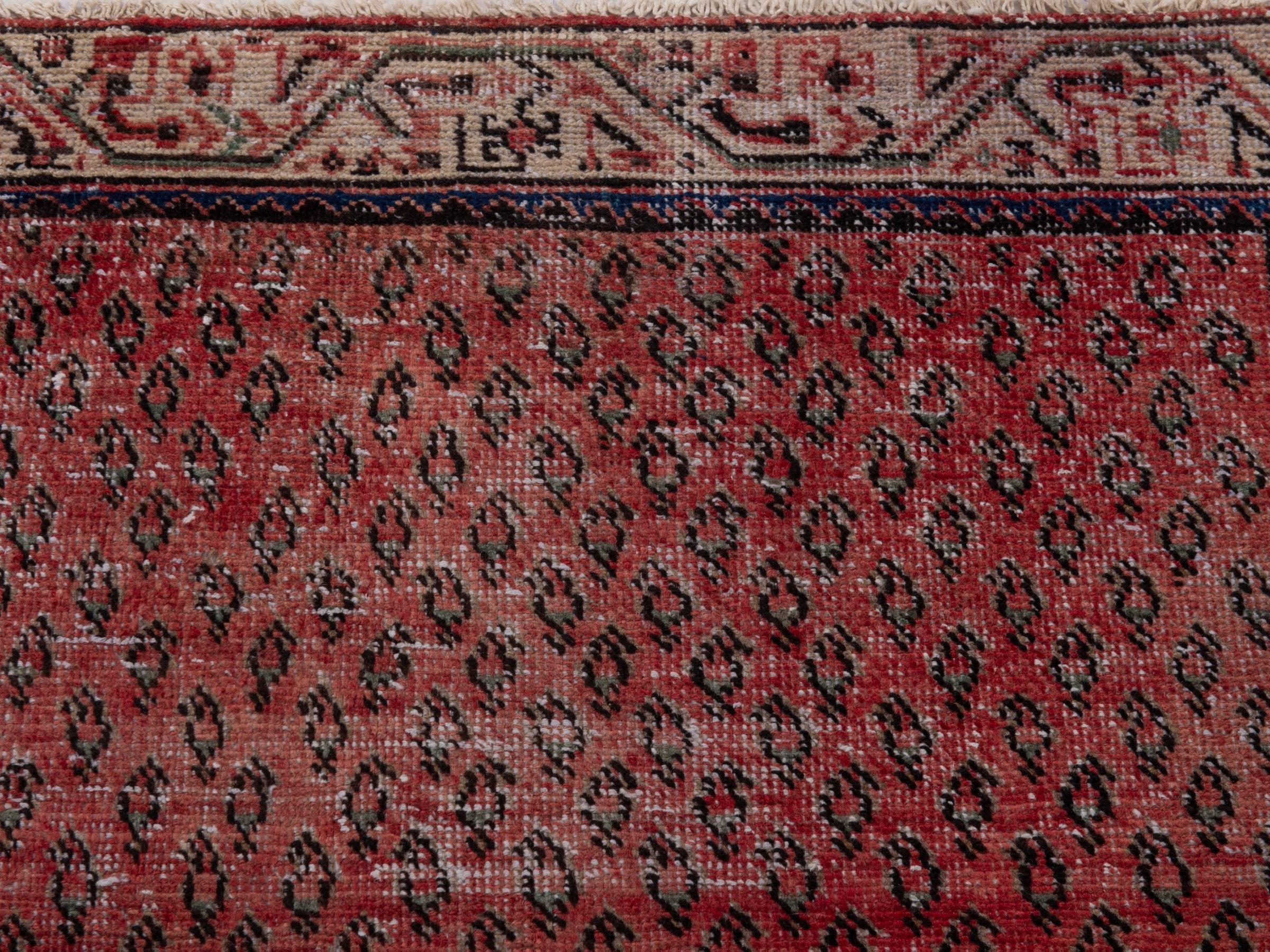 Persian Arak runner rug in faded red and greige, view 13 of 18