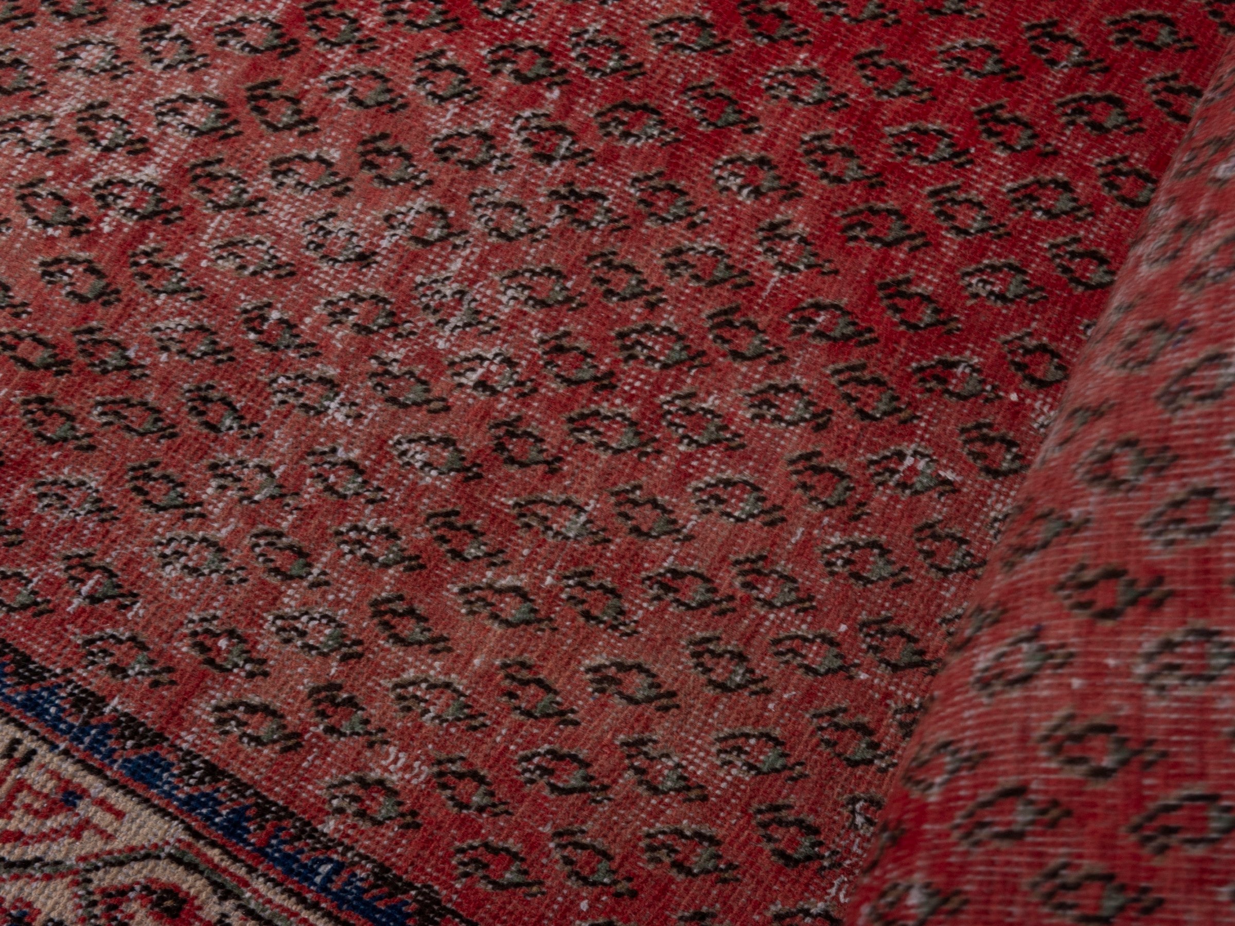 Persian Arak runner rug in faded red and greige, view 16 of 18