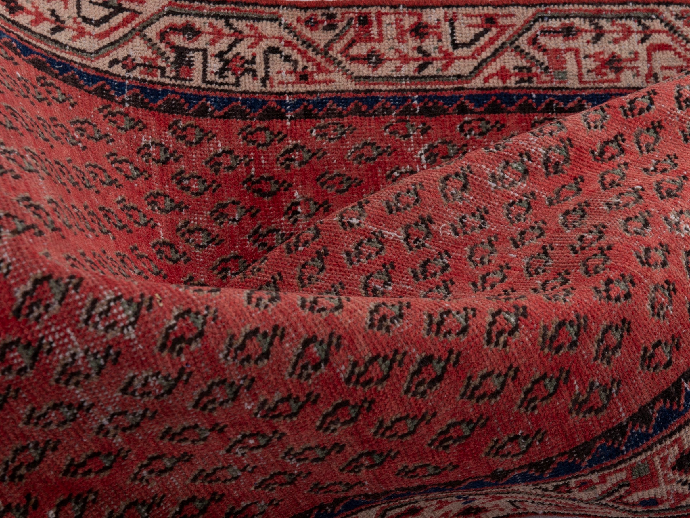 Persian Arak runner rug in faded red and greige, view 17 of 18