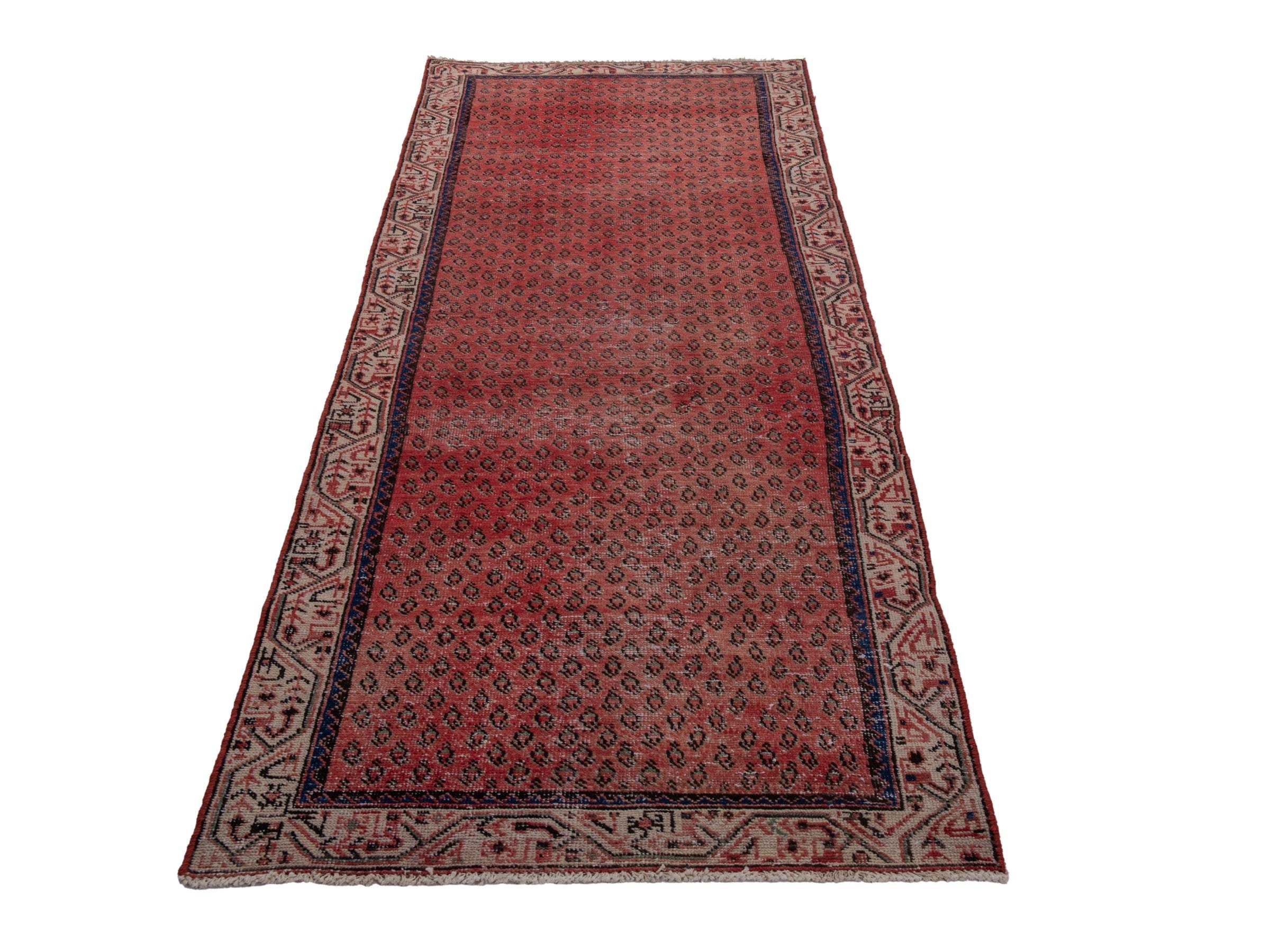 Persian Arak runner rug in faded red and greige, view 2 of 18
