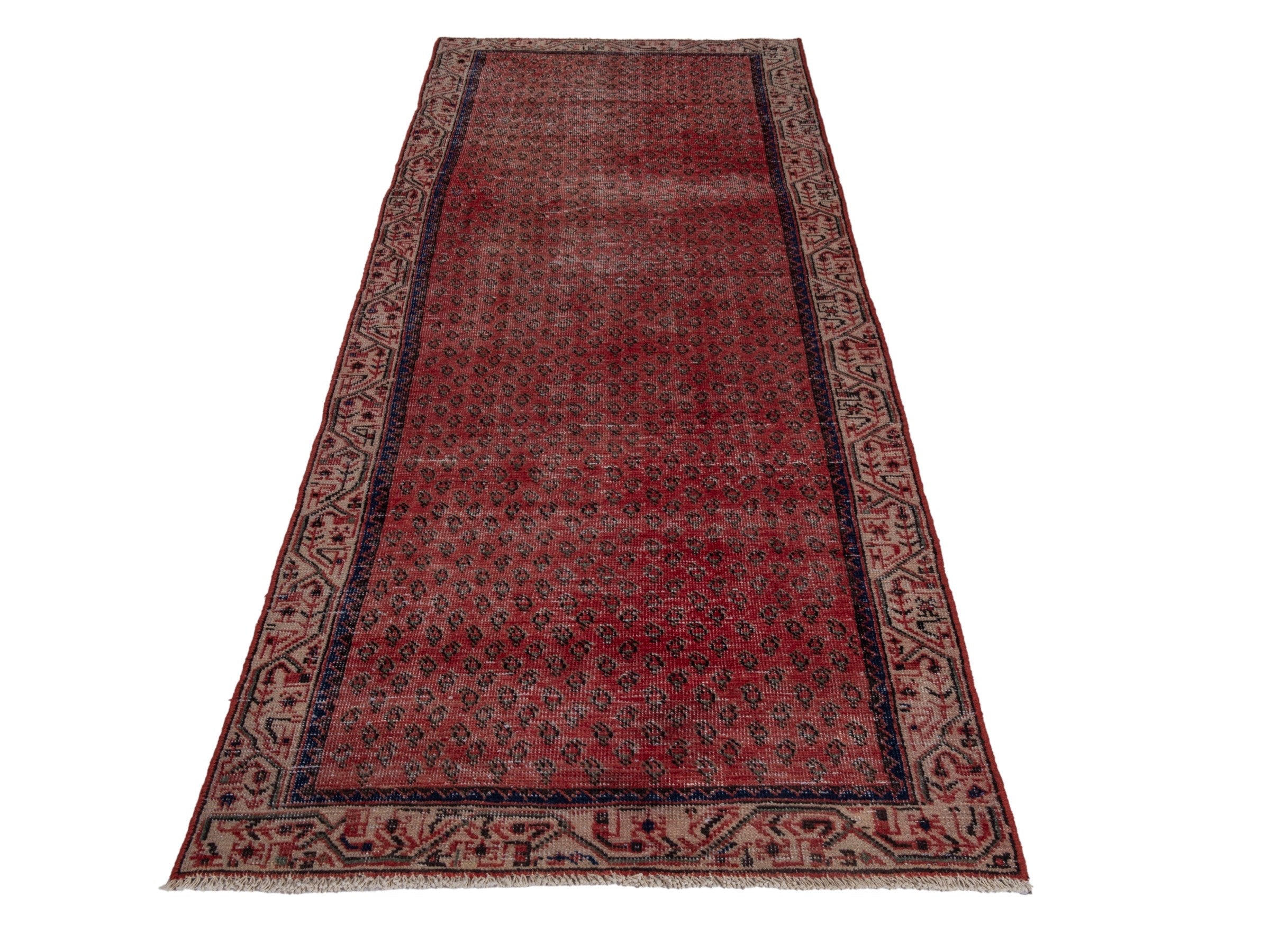 Persian Arak runner rug in faded red and greige, view 3 of 18