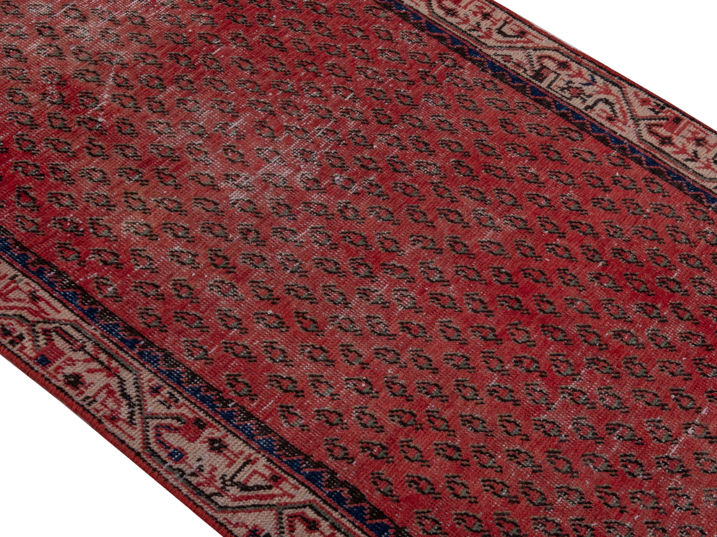 Persian Arak runner rug in faded red and greige, view 4 of 18