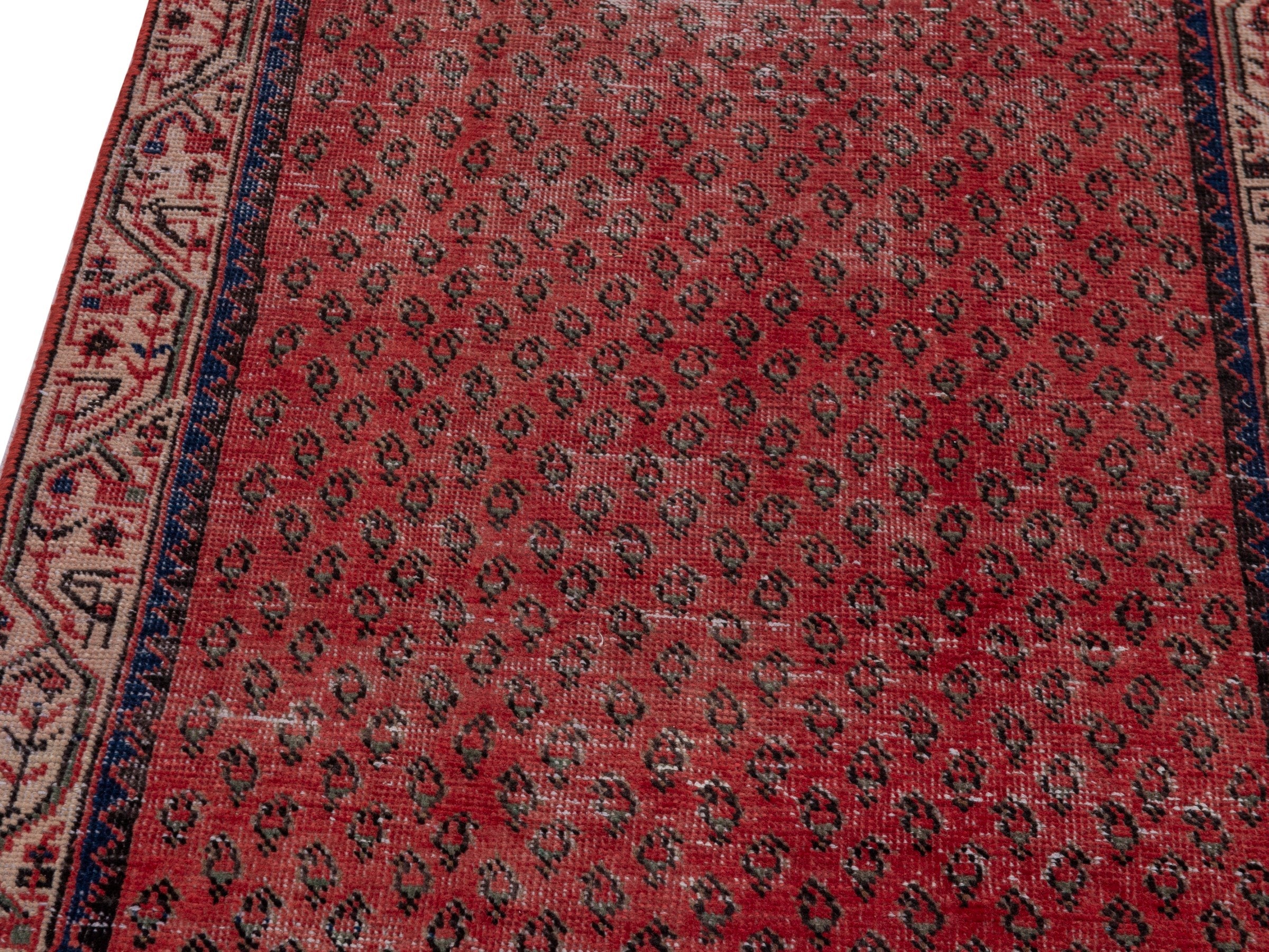 Persian Arak runner rug in faded red and greige, view 7 of 18