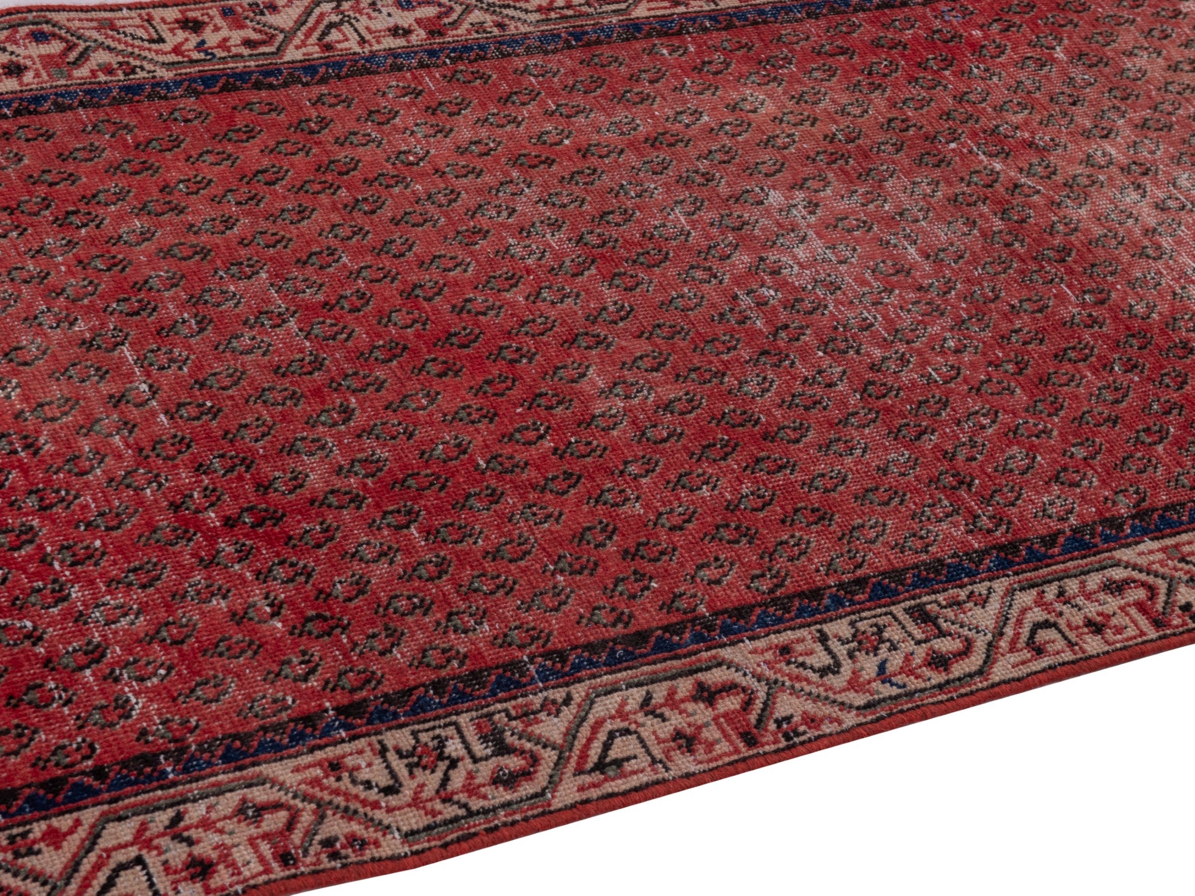 Persian Arak runner rug in faded red and greige, view 8 of 18