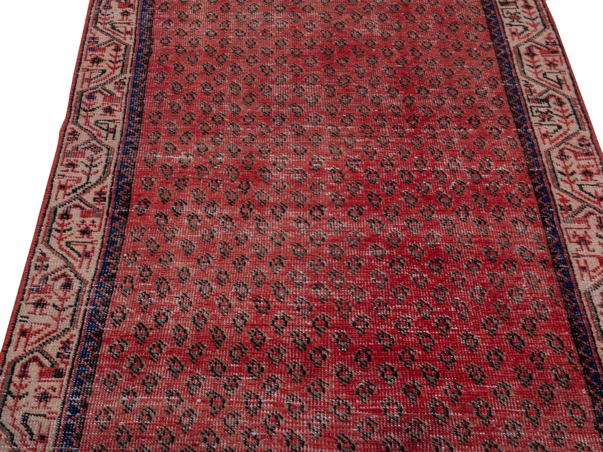 Persian Arak runner rug in faded red and greige, view 9 of 18