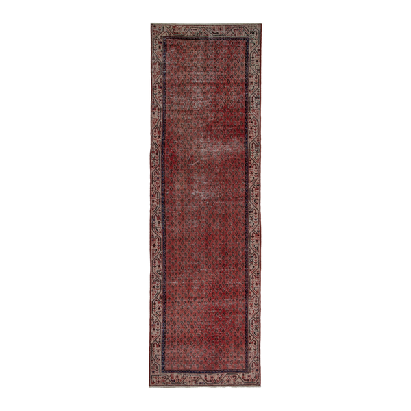 Persian Arak runner rug in faded red and greige, 3'2" x 10'4"