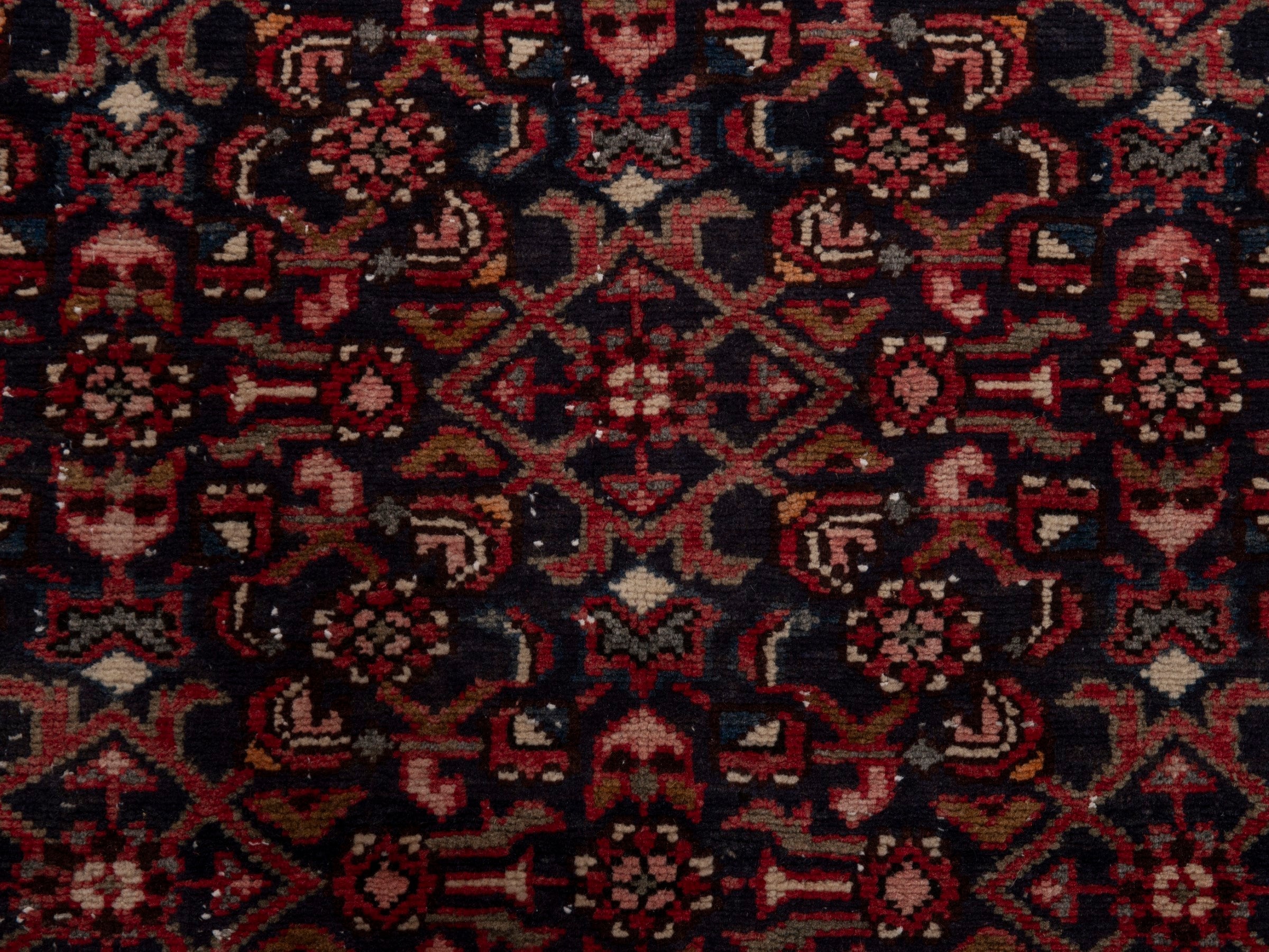 Persian Hamedan runner rug in burgundy and ivory, view 12 of 18