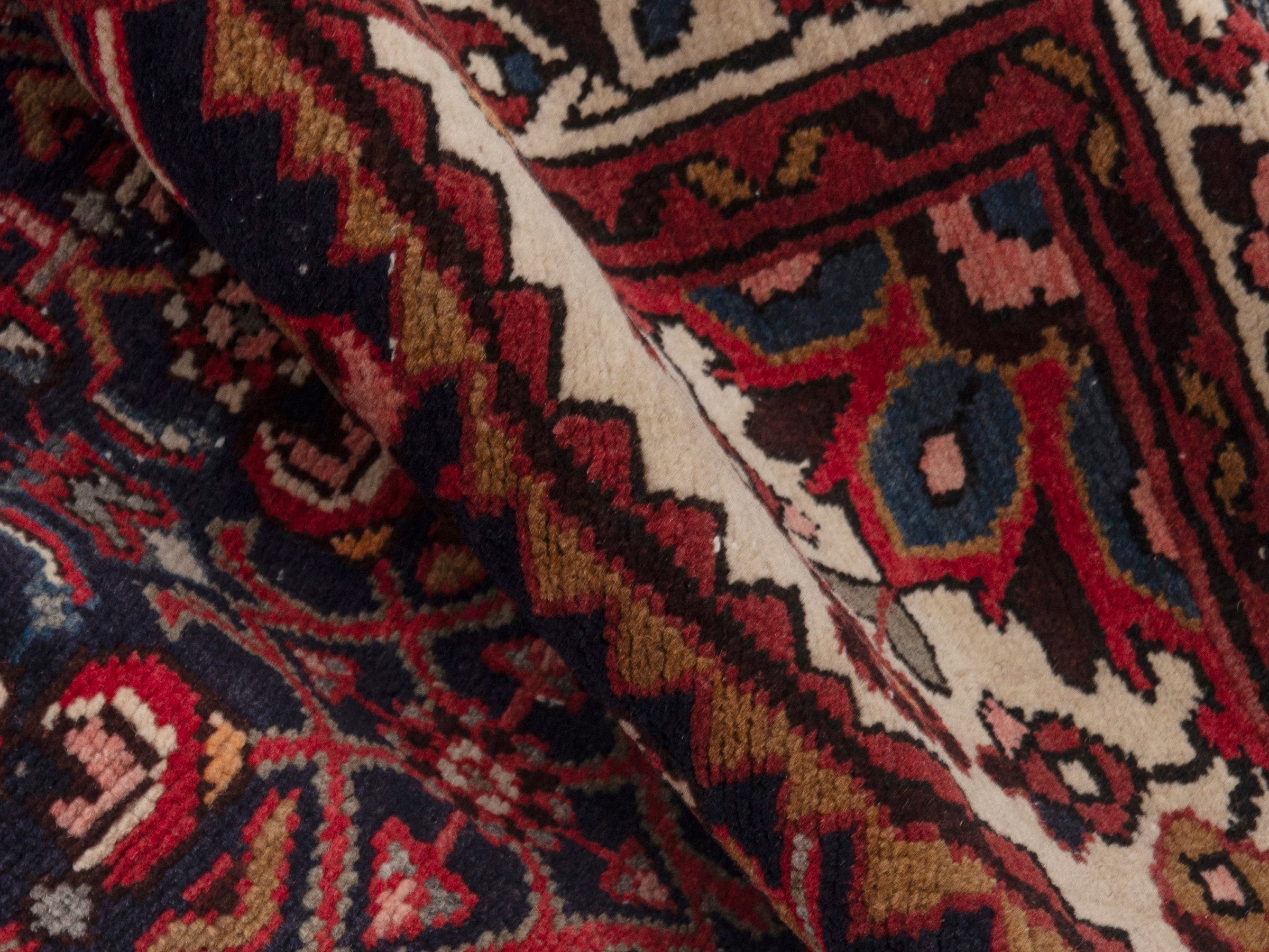 Persian Hamedan runner rug in burgundy and ivory, view 16 of 18