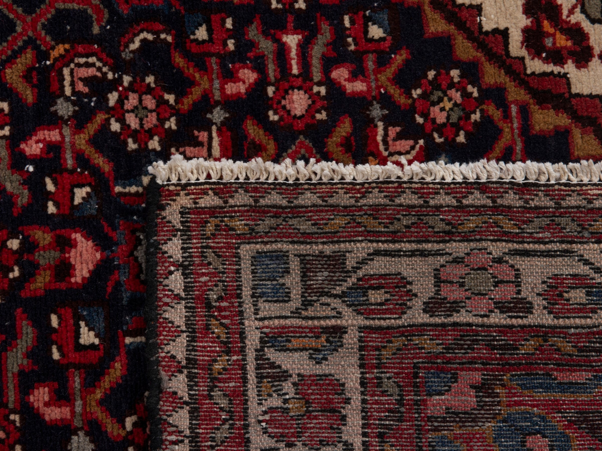Persian Hamedan runner rug in burgundy and ivory, view 18 of 18