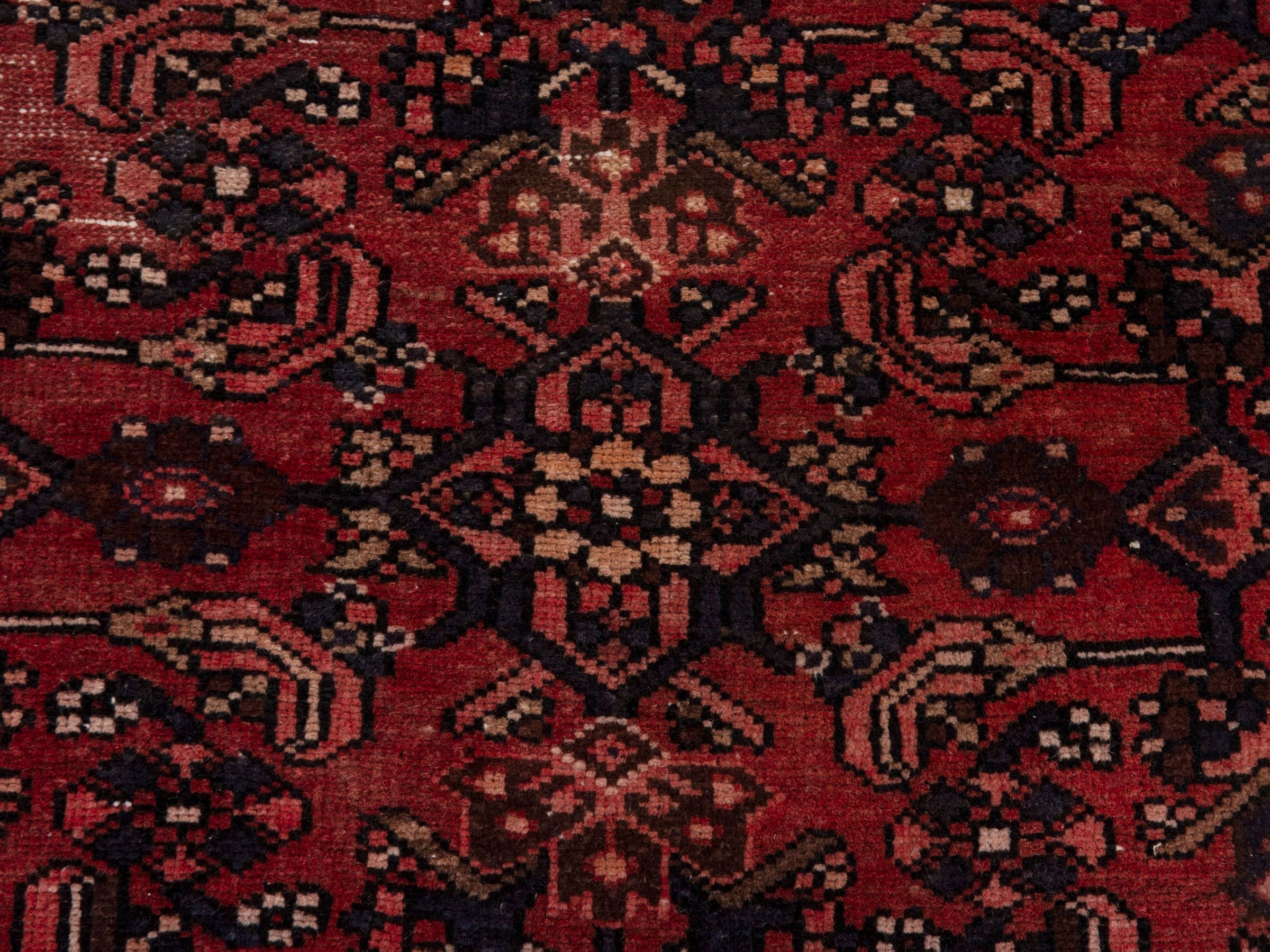 Persian Zanjan runner rug in burgundy and deep red, view 11 of 17