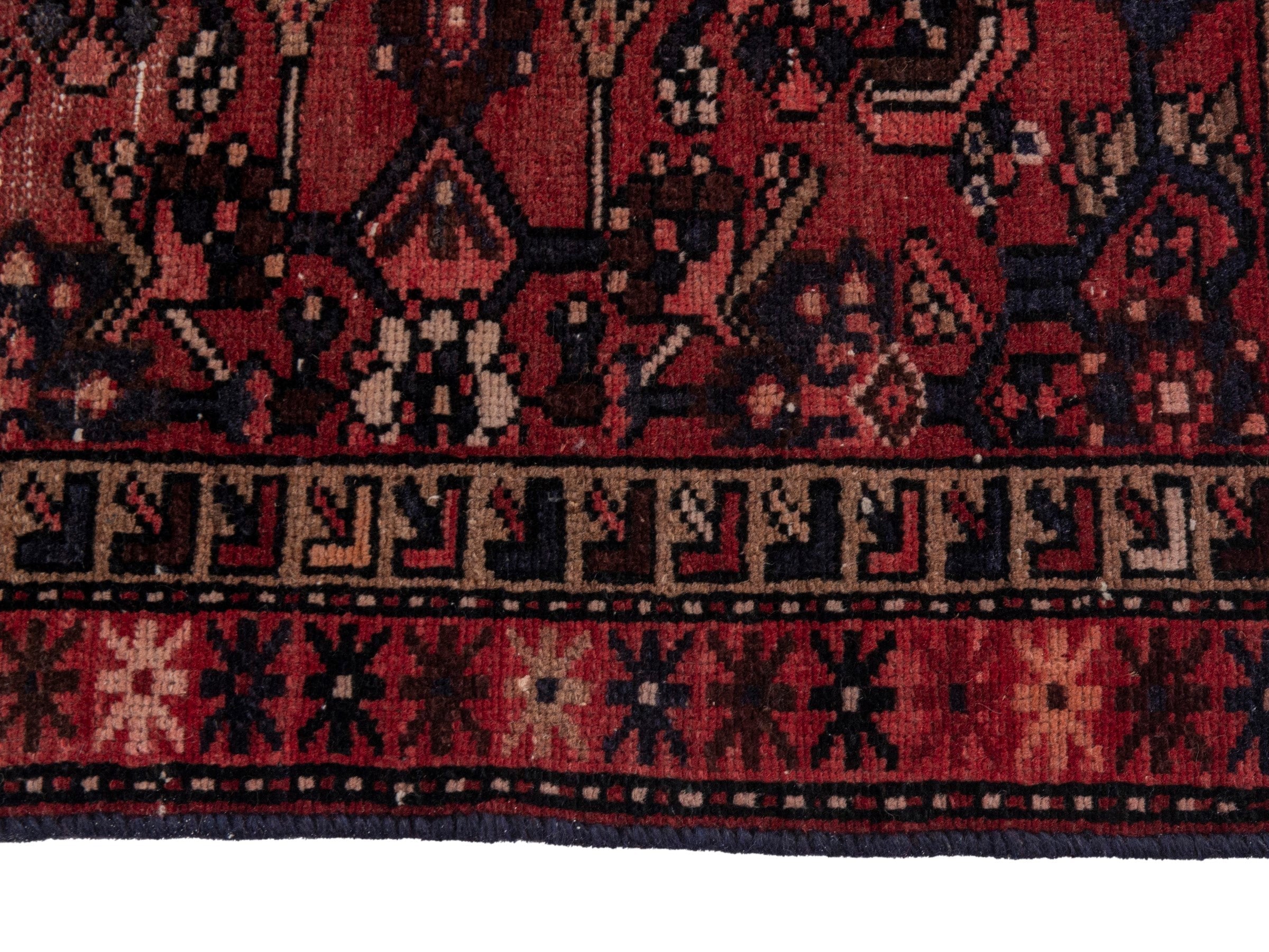 Persian Zanjan runner rug in burgundy and deep red, view 5 of 17