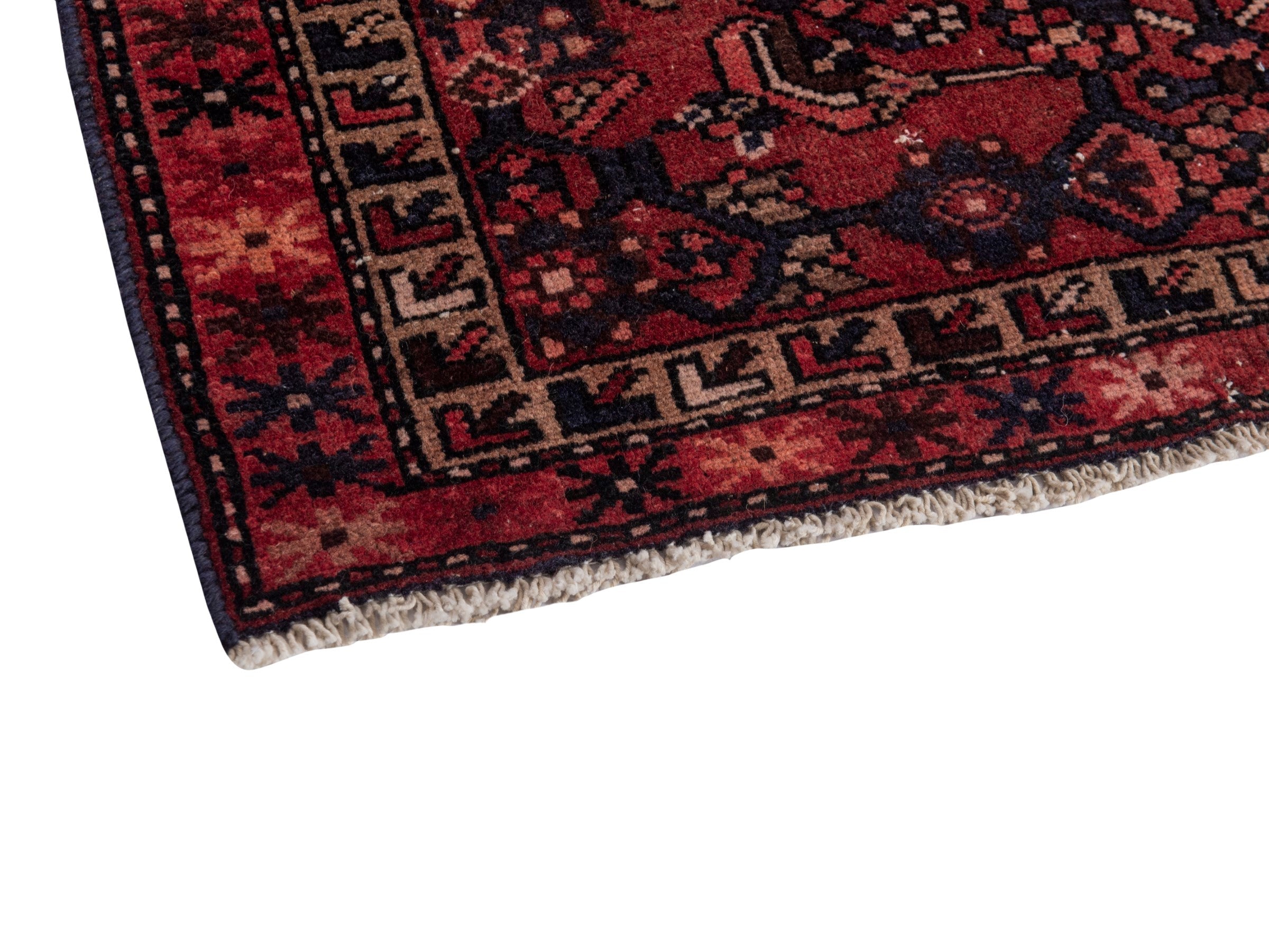 Persian Zanjan runner rug in burgundy and deep red, view 6 of 17