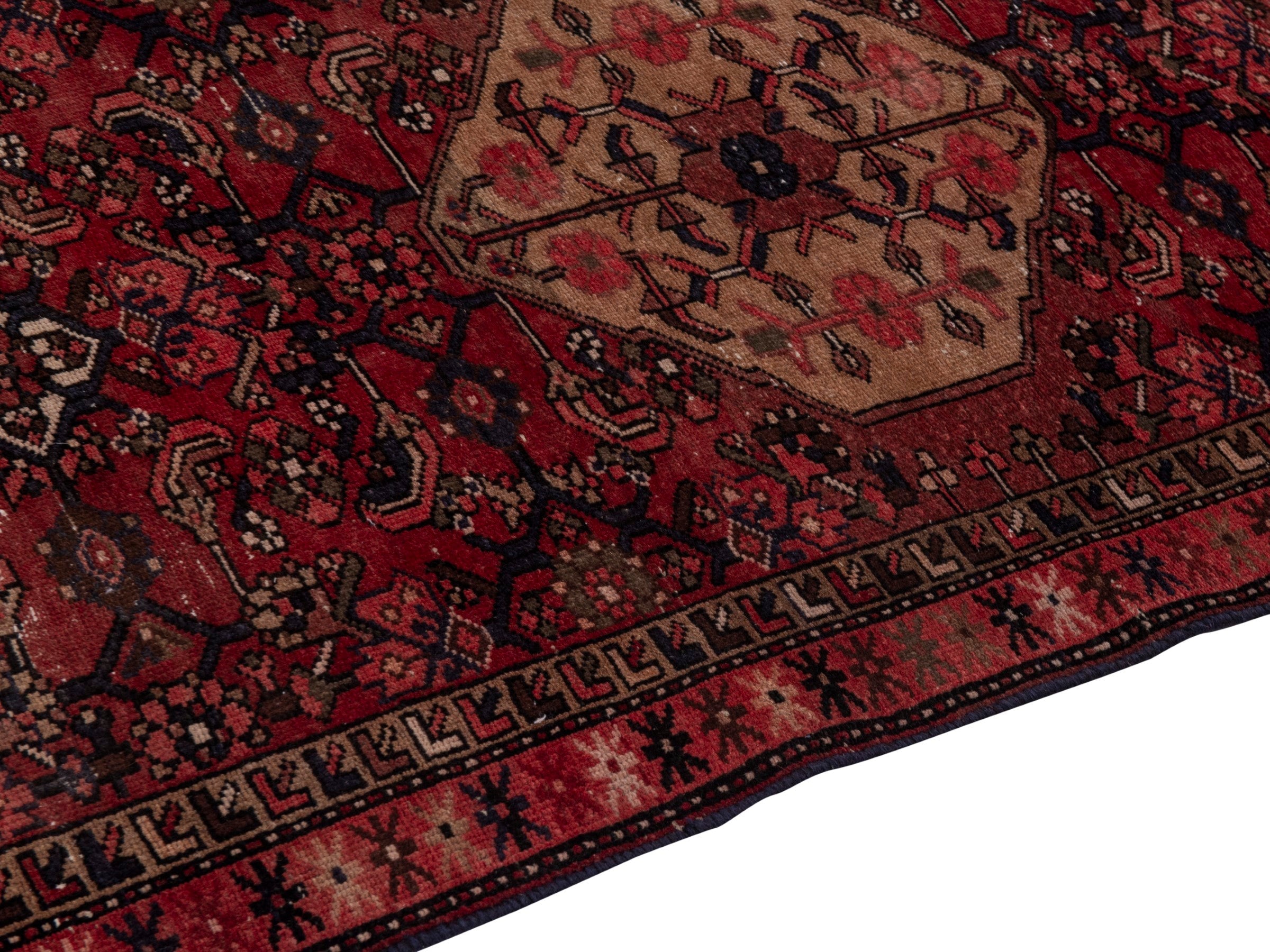 Persian Zanjan runner rug in burgundy and deep red, view 8 of 17