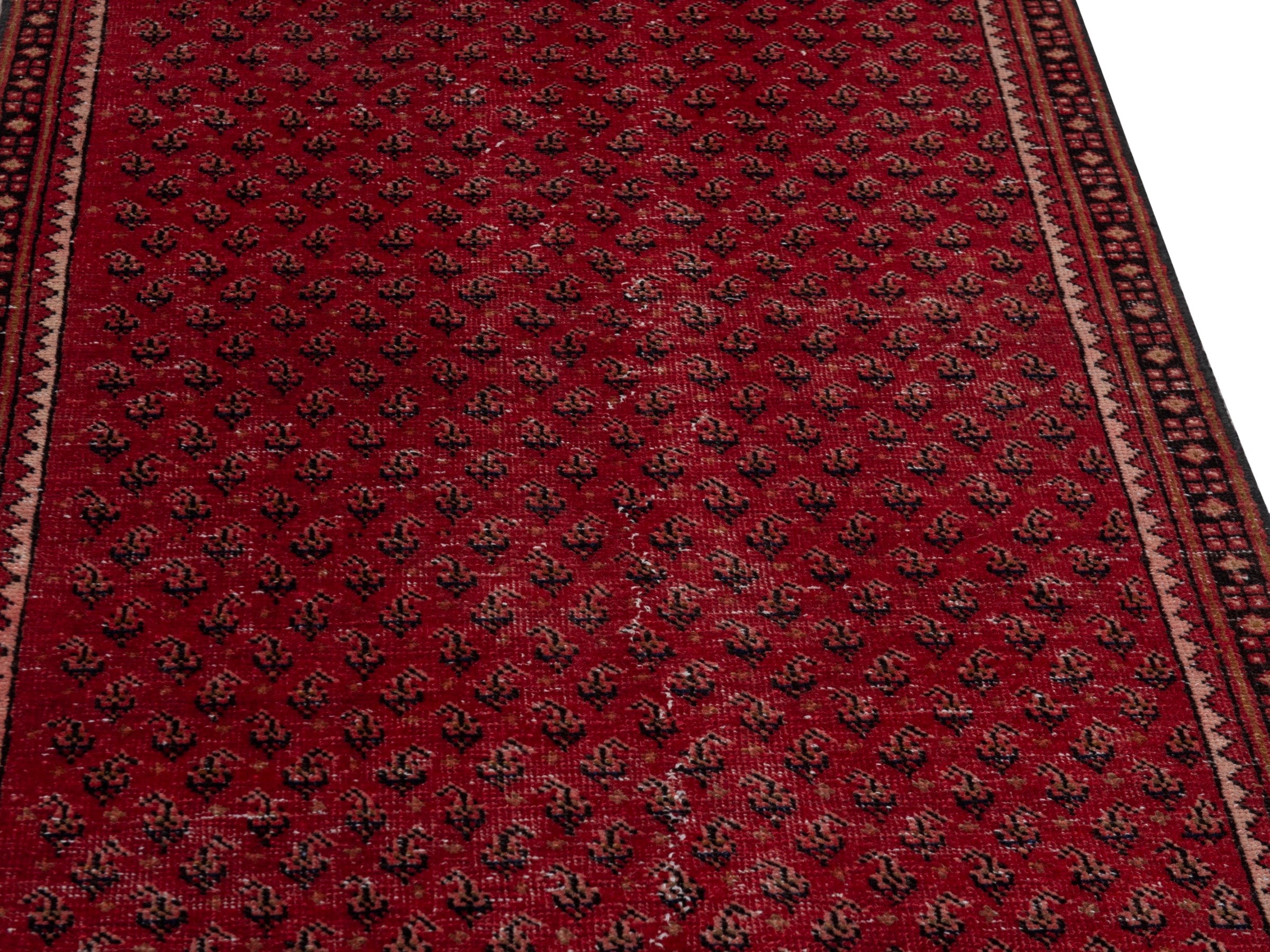 Persian Arak runner rug in burgundy and dark brown, view 10 of 17