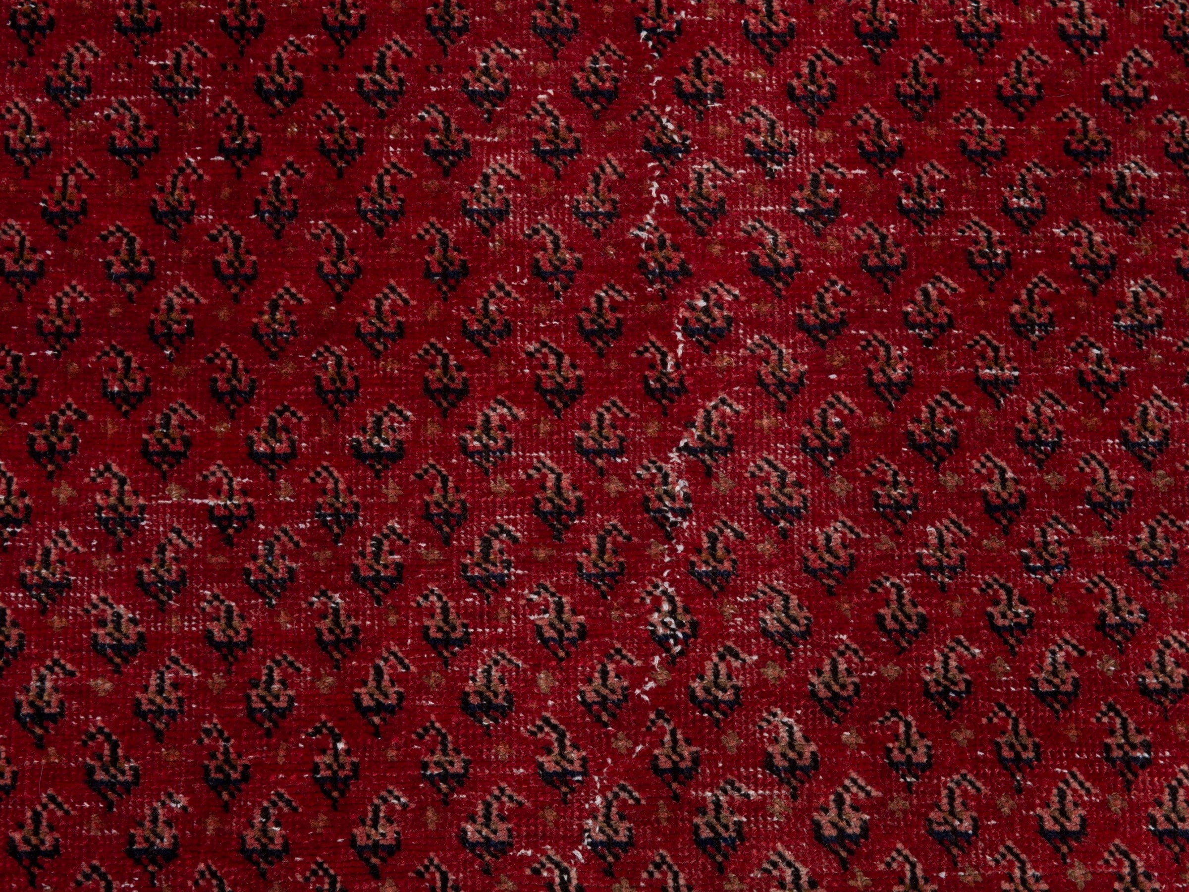 Persian Arak runner rug in burgundy and dark brown, view 11 of 17