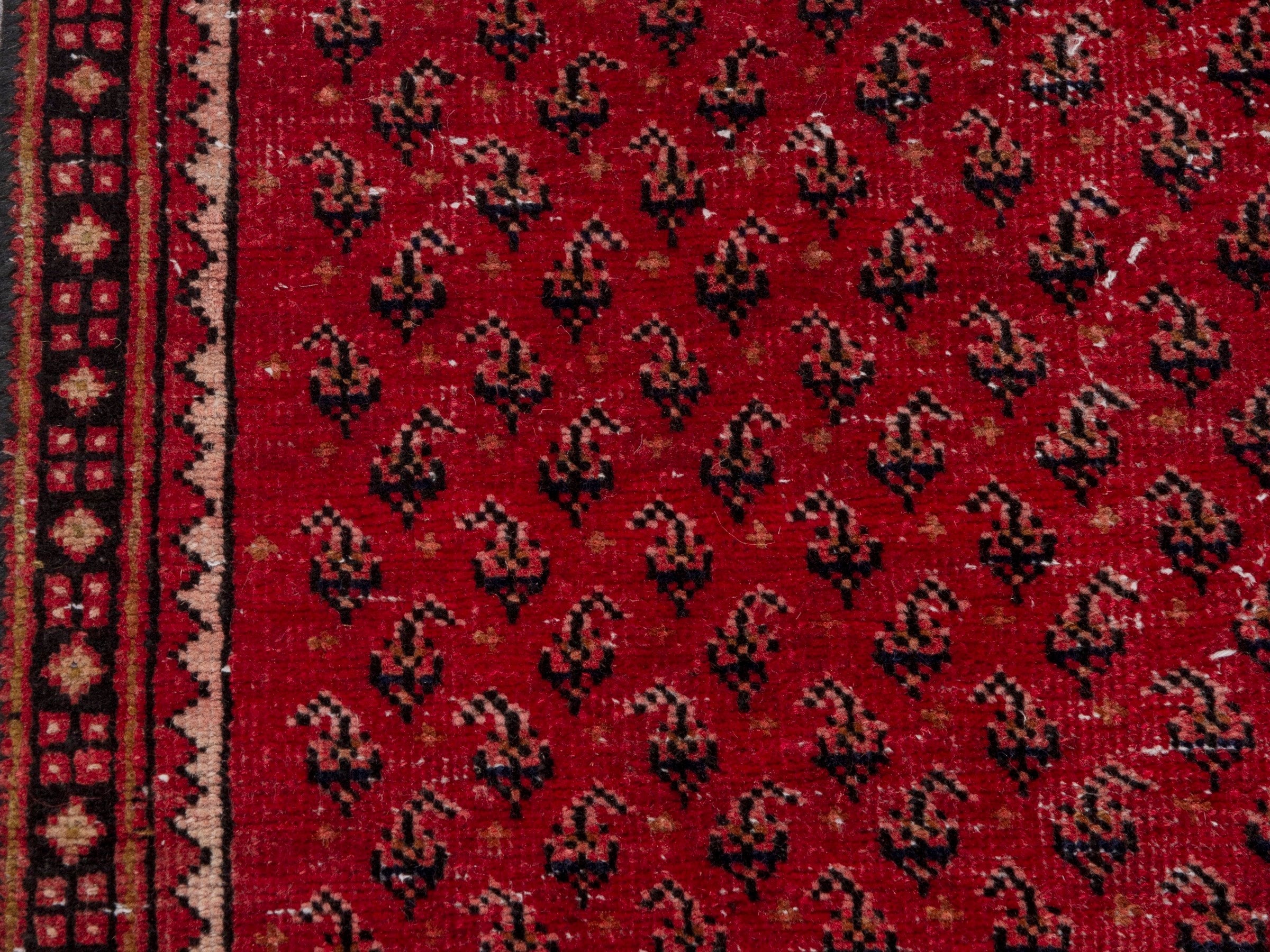 Persian Arak runner rug in burgundy and dark brown, view 12 of 17