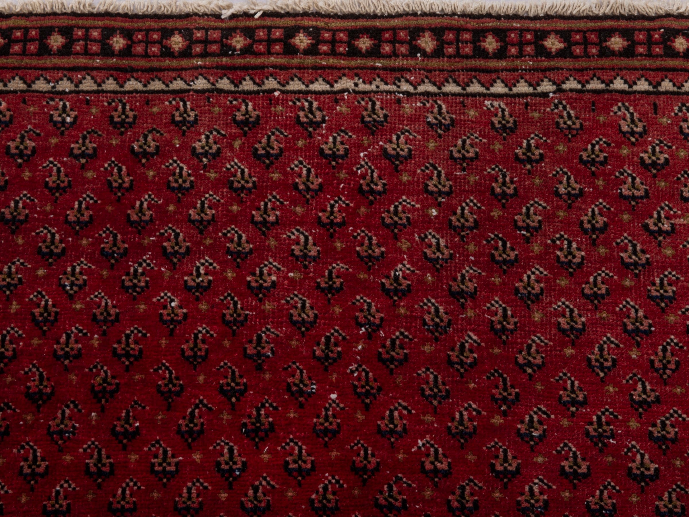Persian Arak runner rug in burgundy and dark brown, view 13 of 17