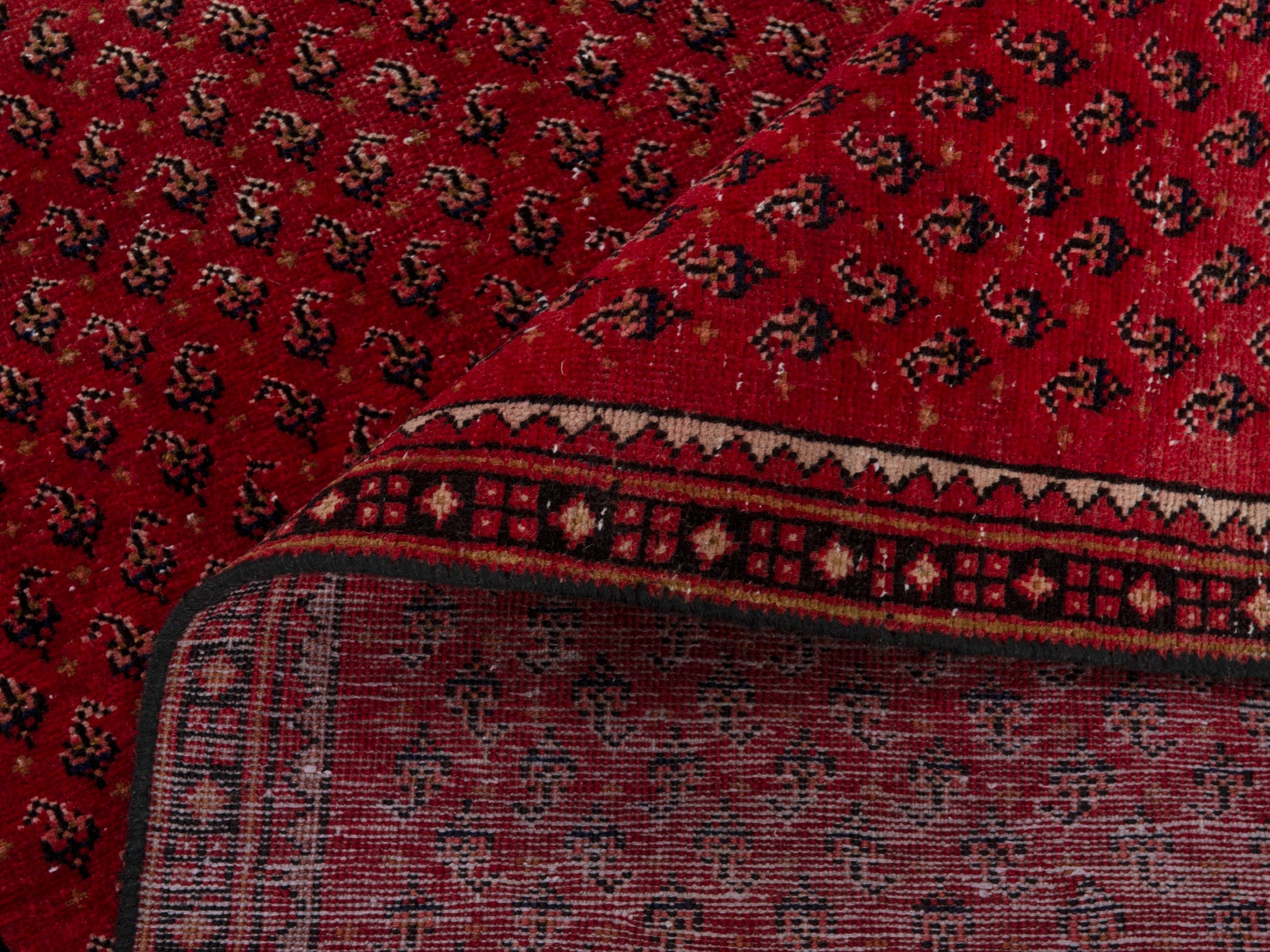 Persian Arak runner rug in burgundy and dark brown, view 15 of 17