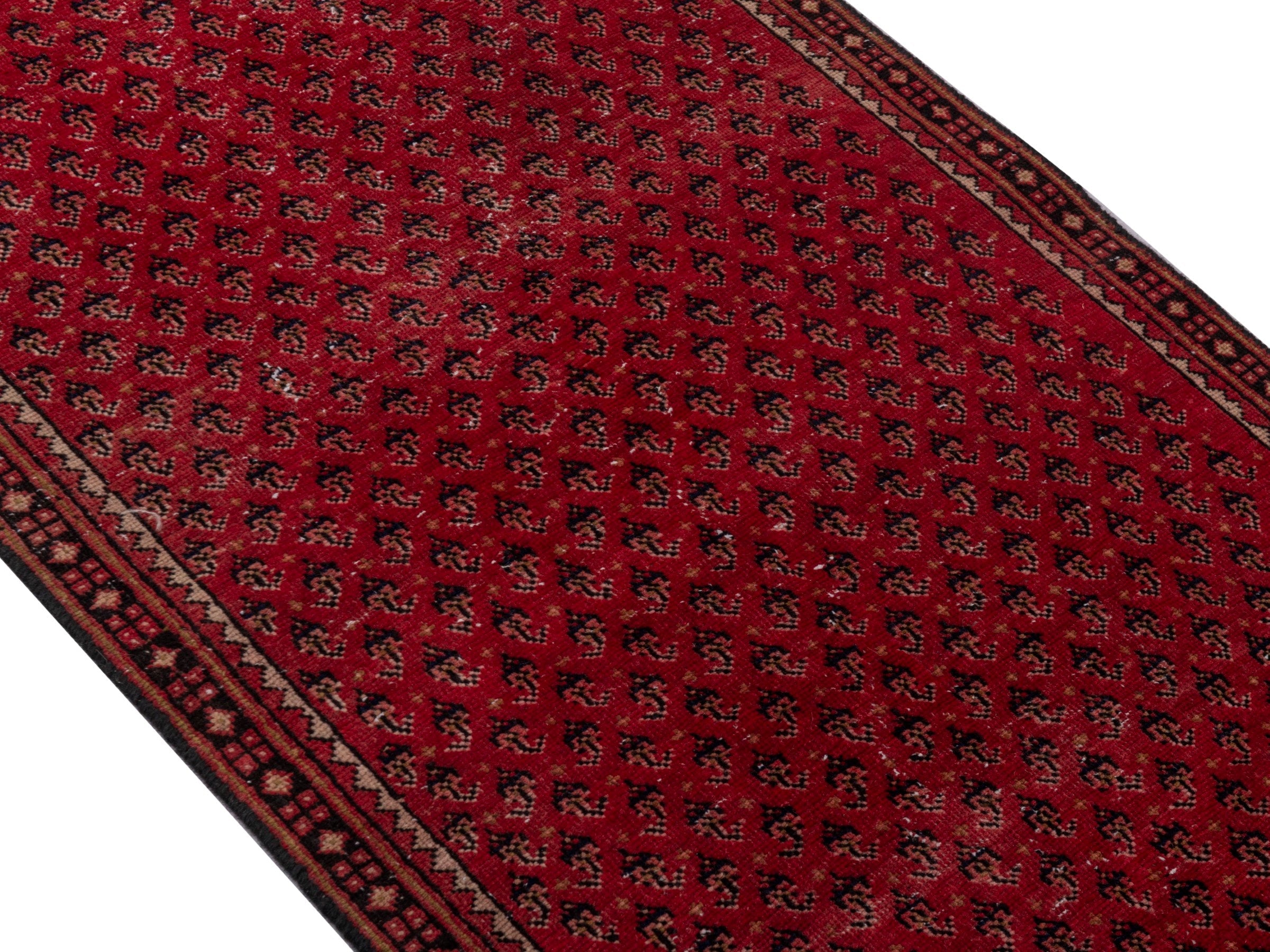 Persian Arak runner rug in burgundy and dark brown, view 4 of 17