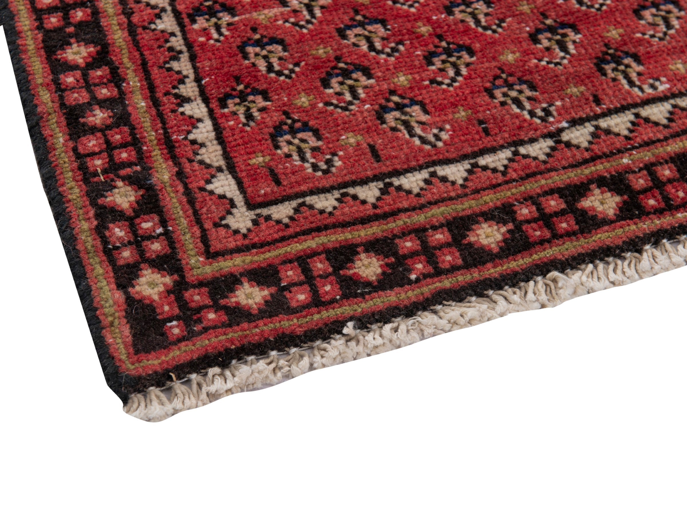 Persian Arak runner rug in burgundy and dark brown, view 6 of 17
