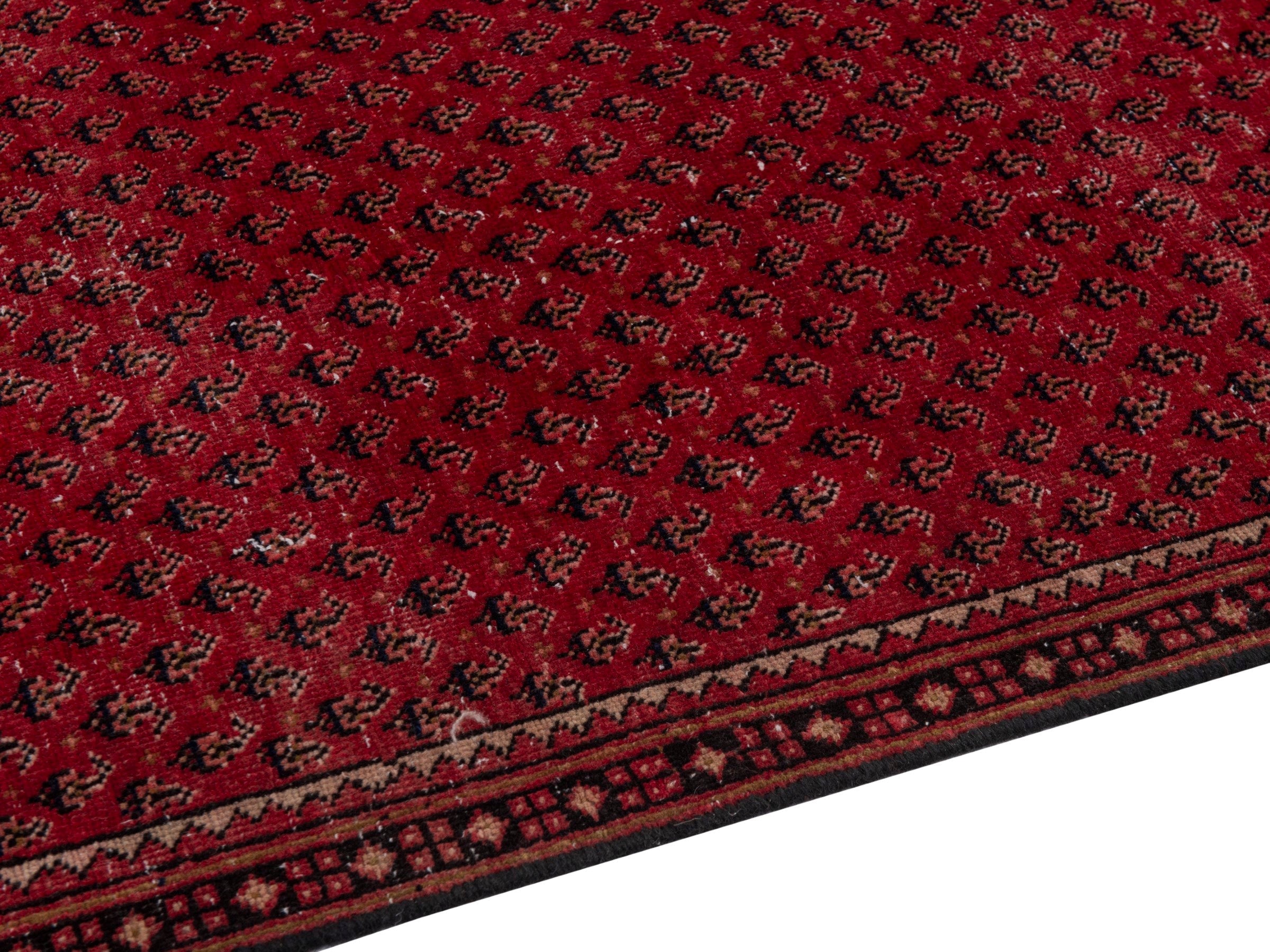 Persian Arak runner rug in burgundy and dark brown, view 8 of 17