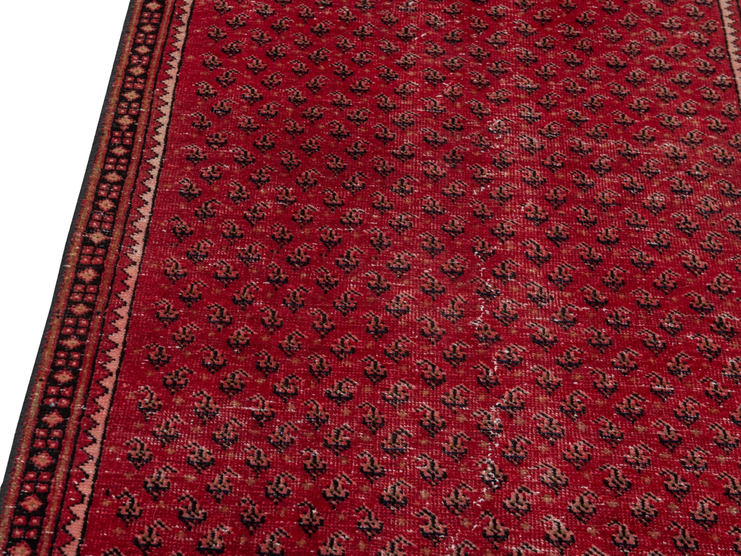Persian Arak runner rug in burgundy and dark brown, view 9 of 17