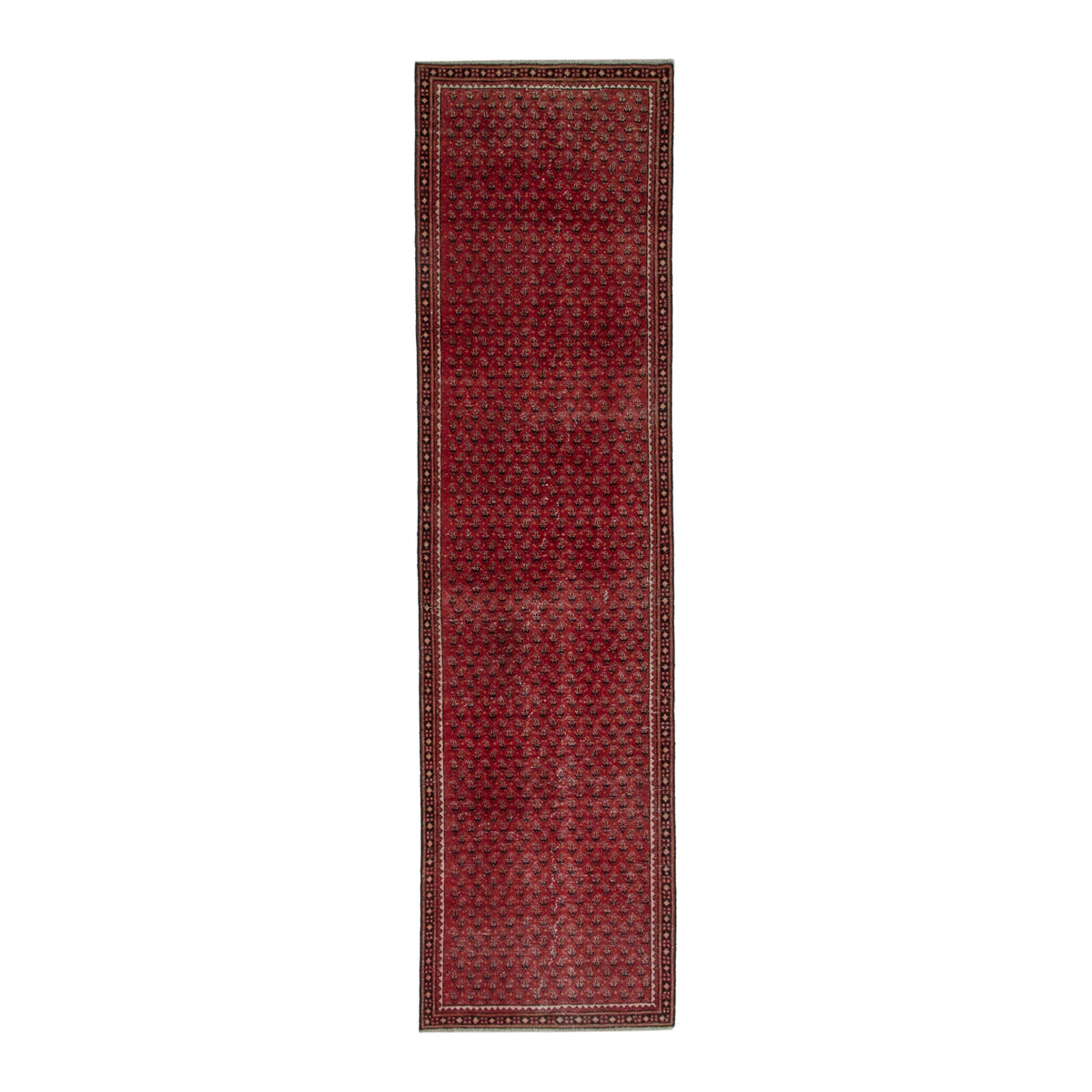 Persian Arak runner rug in burgundy and dark brown, 2'7" x 9'3"