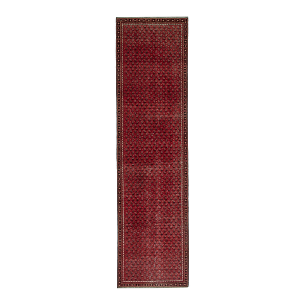 Persian Arak runner rug in burgundy and dark brown, 2'7" x 9'3"