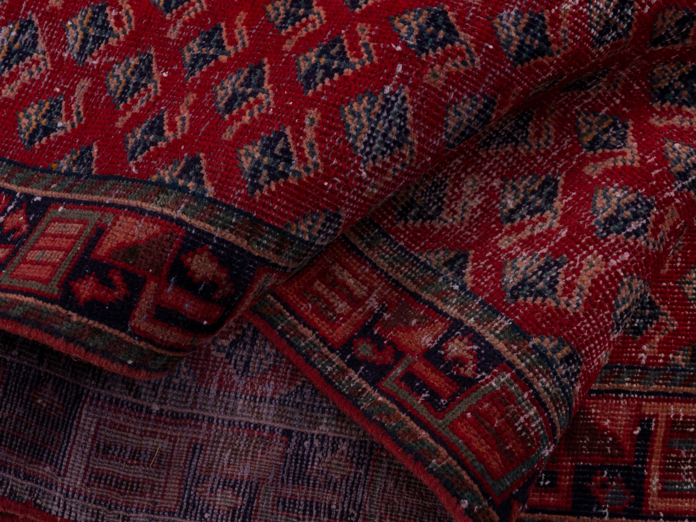 Persian Mahal runner rug in deep red and dark brown, view 16 of 19