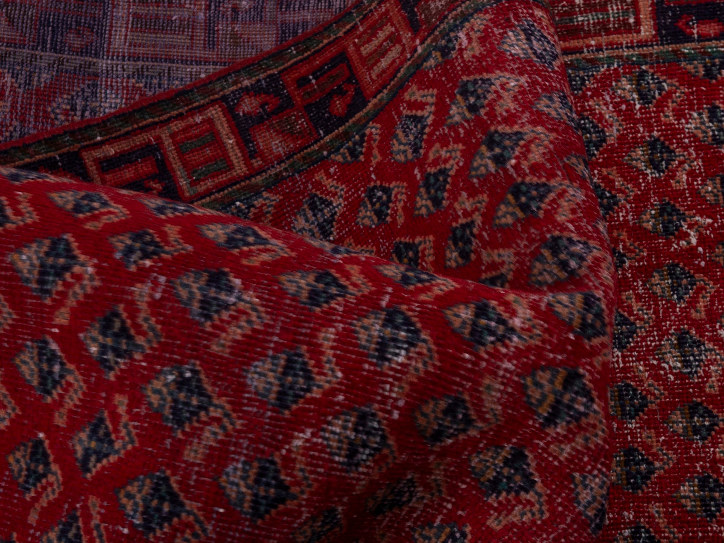 Persian Mahal runner rug in deep red and dark brown, view 17 of 19