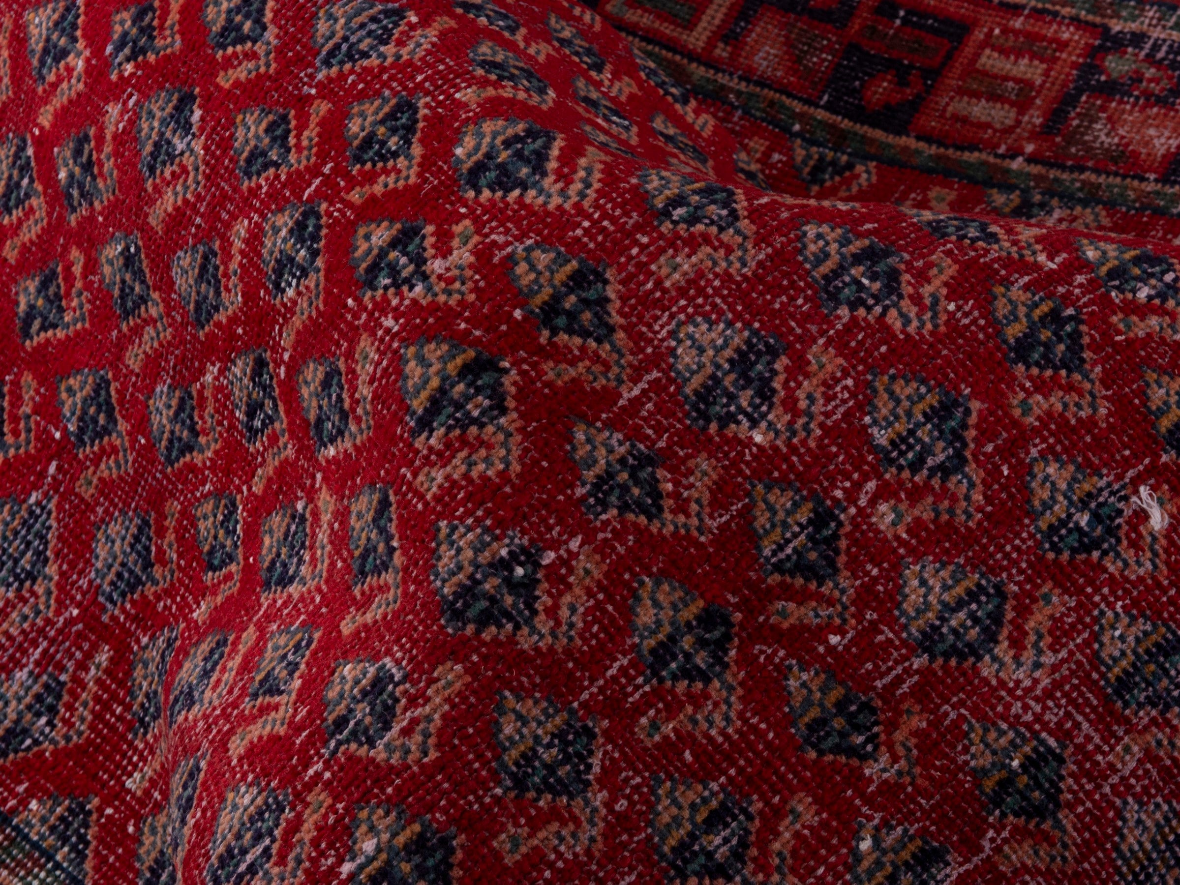 Persian Mahal runner rug in deep red and dark brown, view 18 of 19