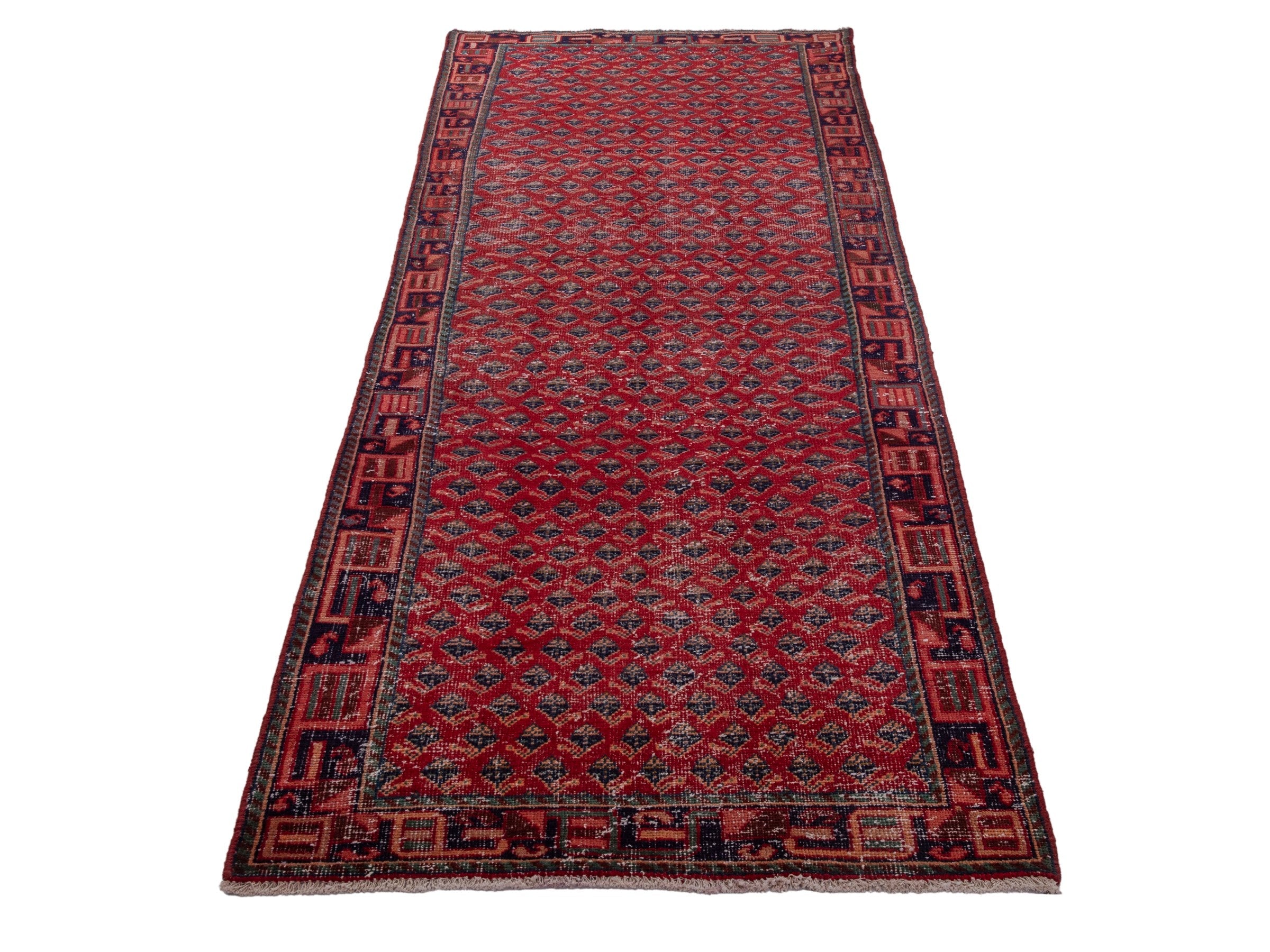 Persian Mahal runner rug in deep red and dark brown, view 2 of 19