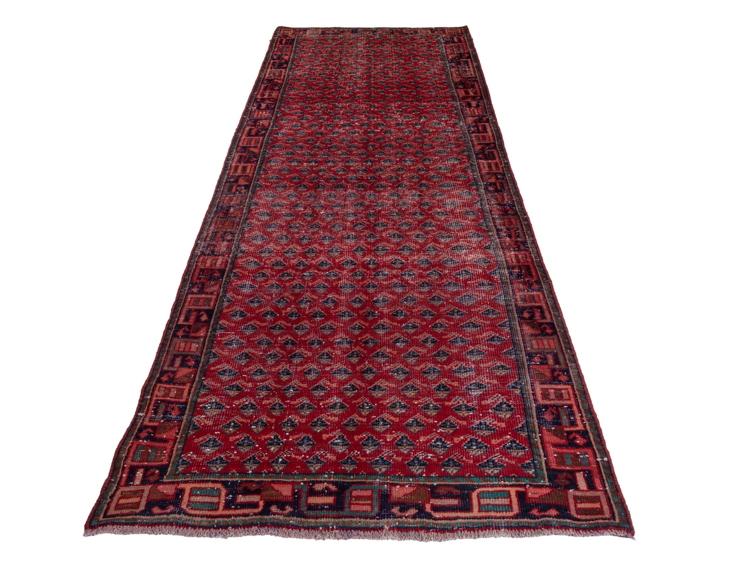 Persian Mahal runner rug in deep red and dark brown, view 3 of 19