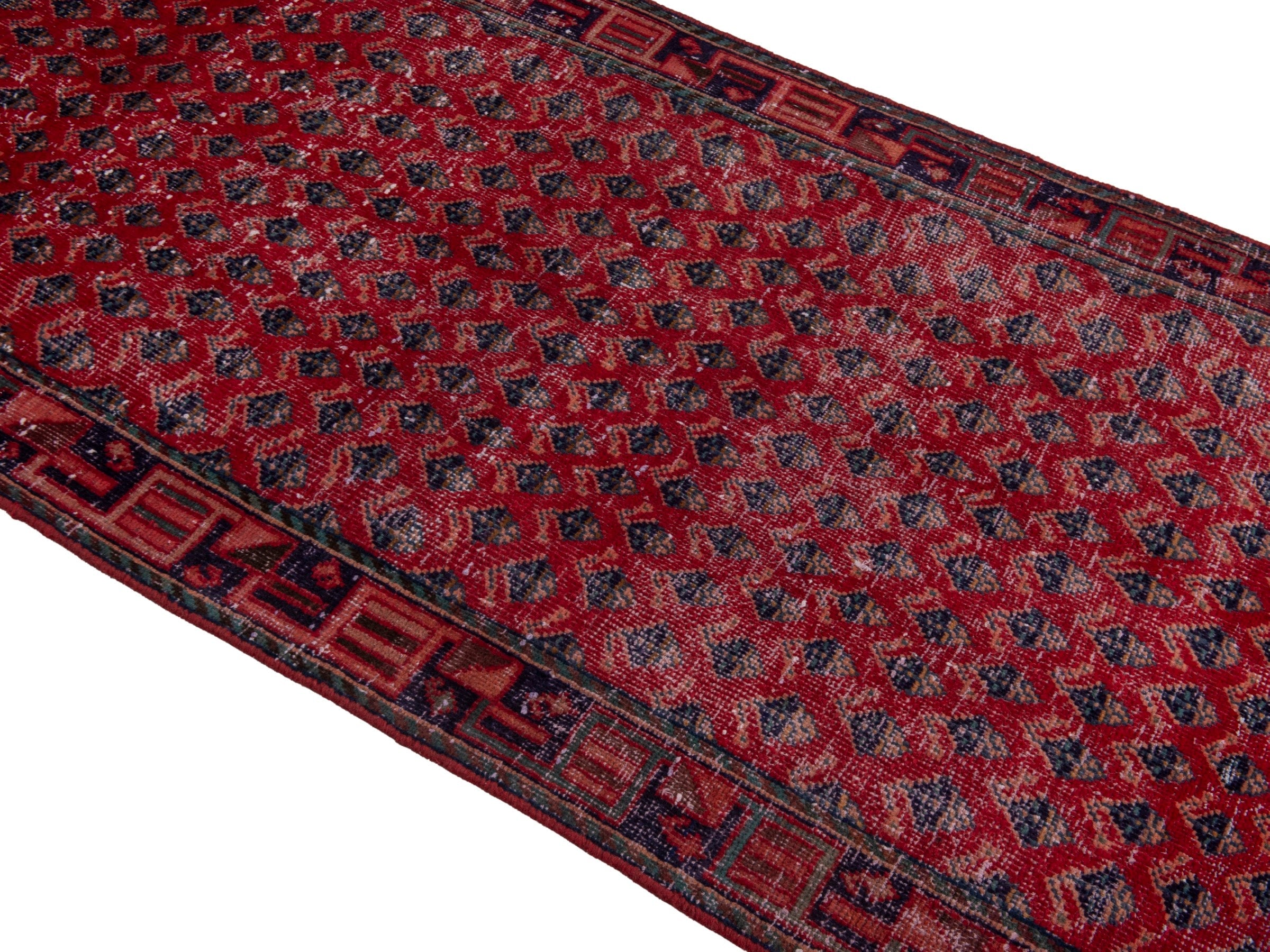 Persian Mahal runner rug in deep red and dark brown, view 4 of 19