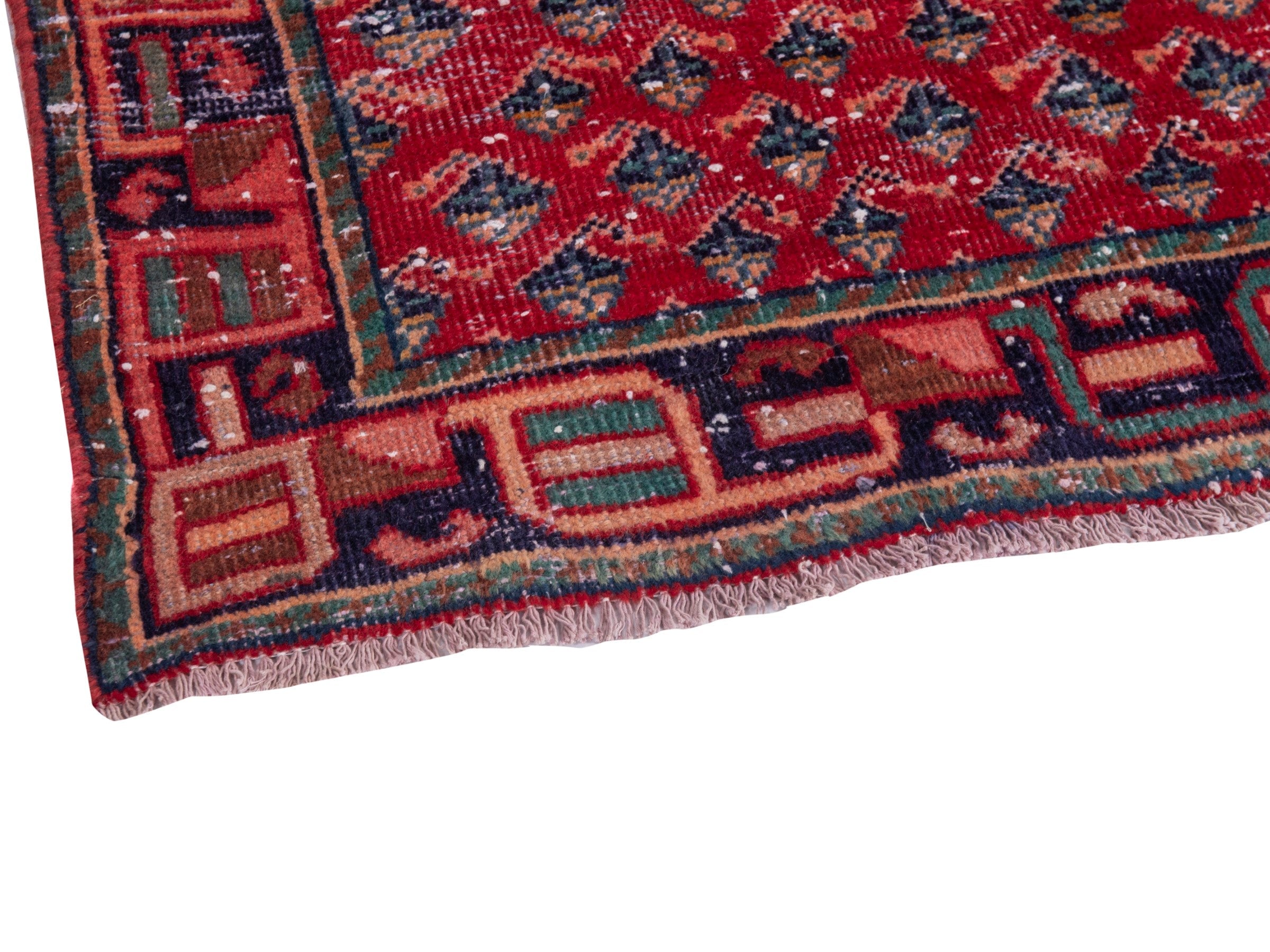 Persian Mahal runner rug in deep red and dark brown, view 6 of 19