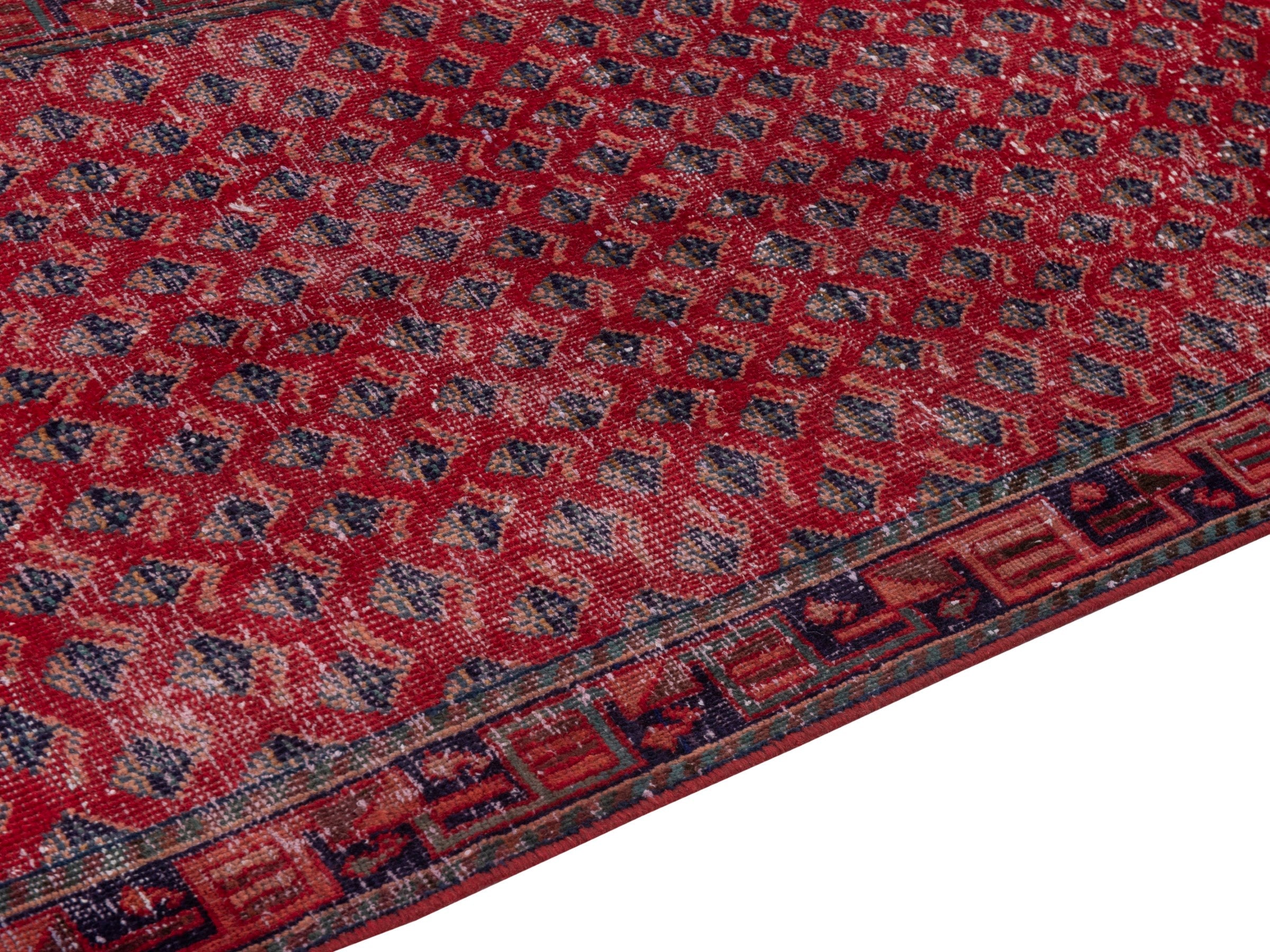 Persian Mahal runner rug in deep red and dark brown, view 8 of 19