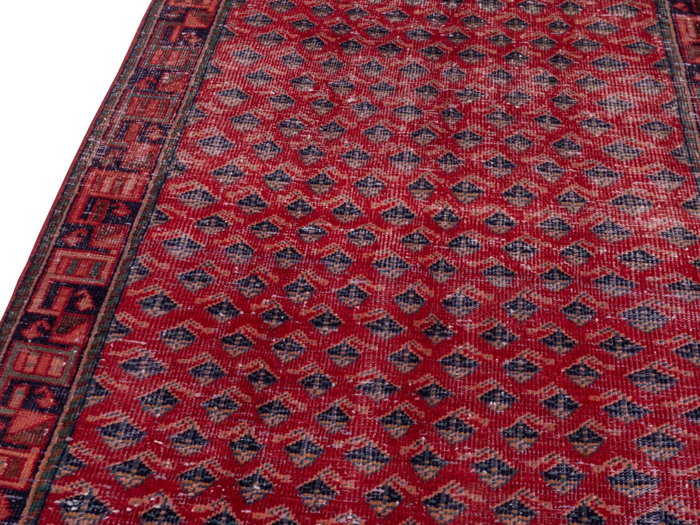 Persian Mahal runner rug in deep red and dark brown, view 9 of 19