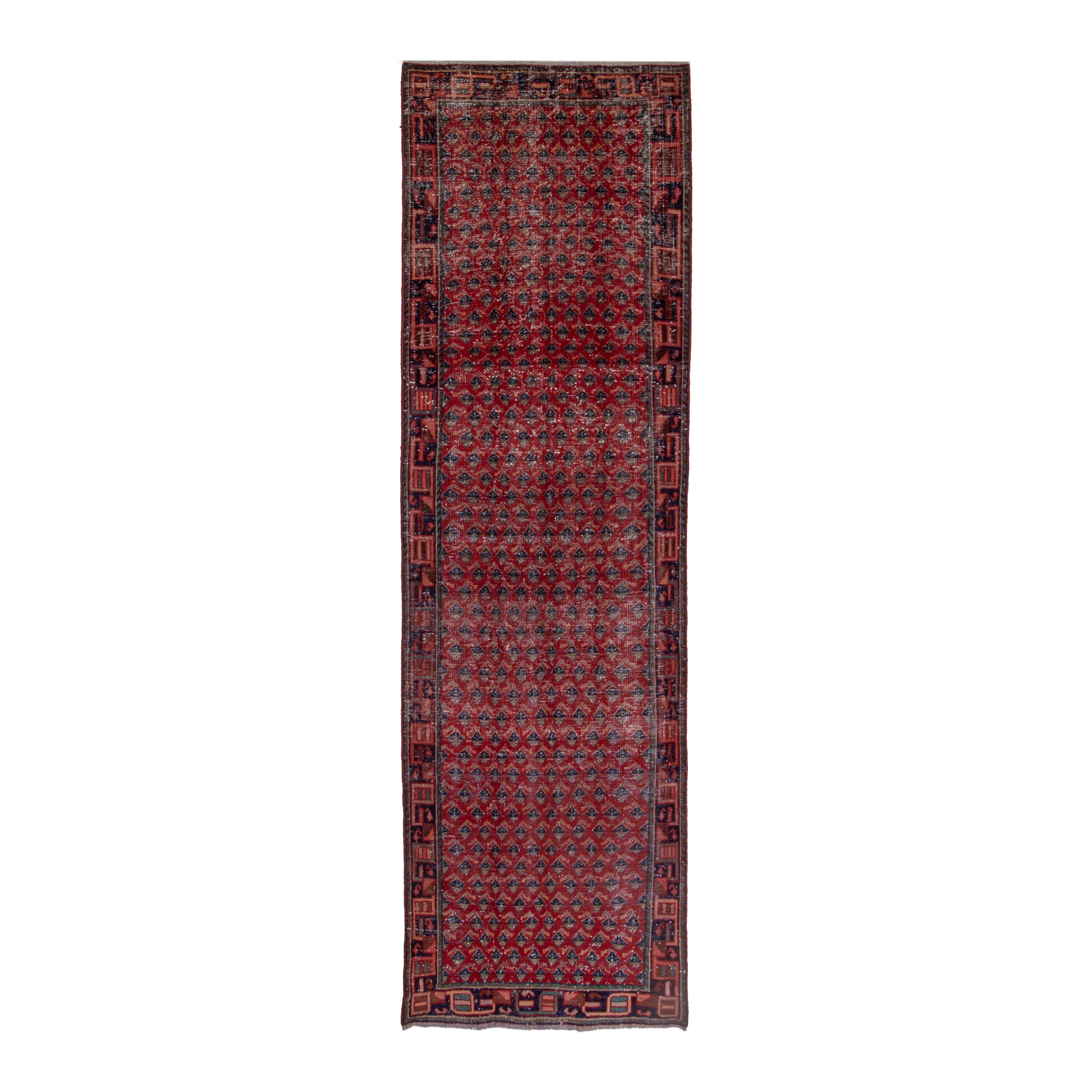 Persian Mahal runner rug in deep red and dark brown, 3'7" x 10'10"